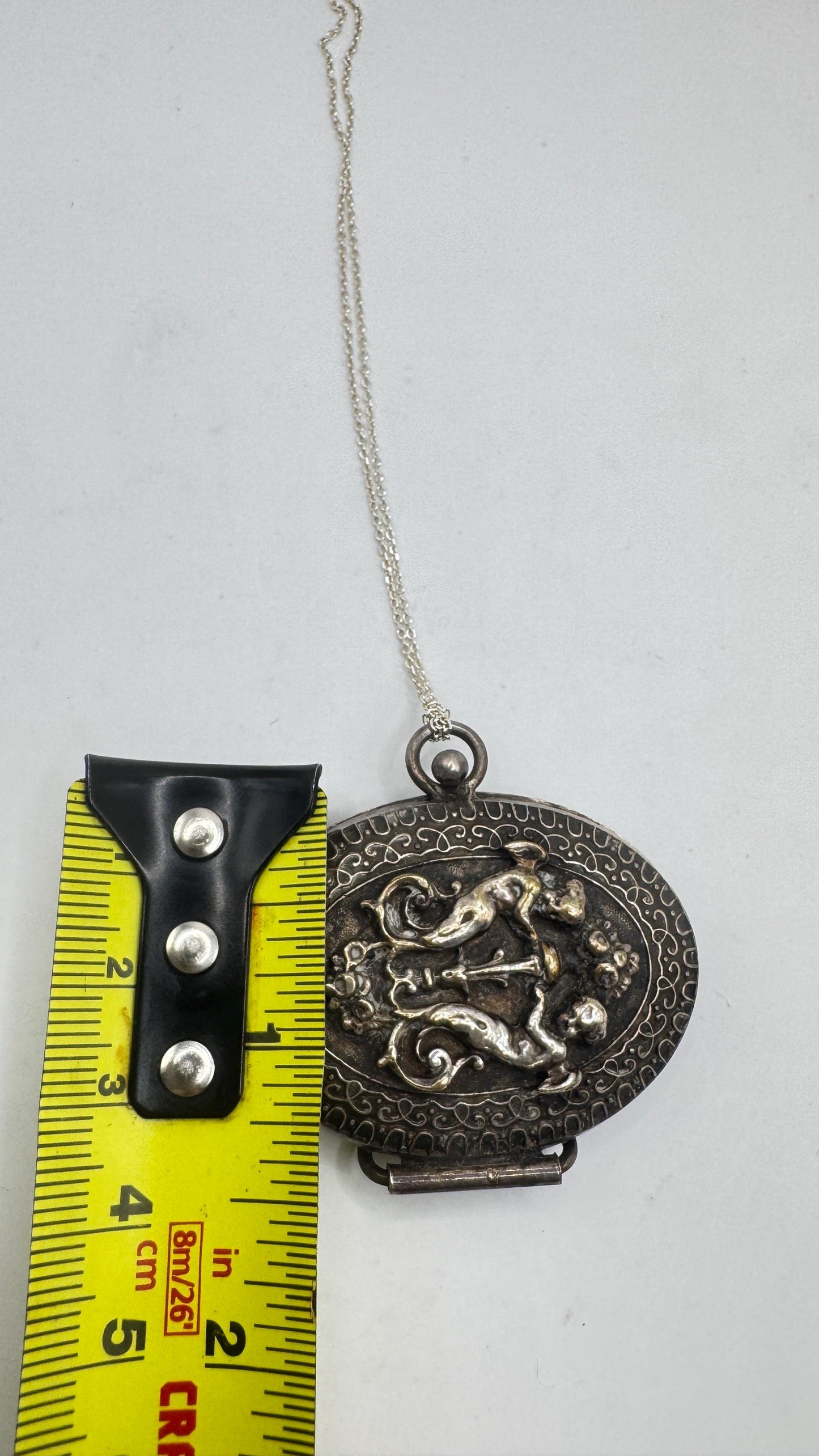 Vintage Locket Choker 925 Sterling Silver Necklace