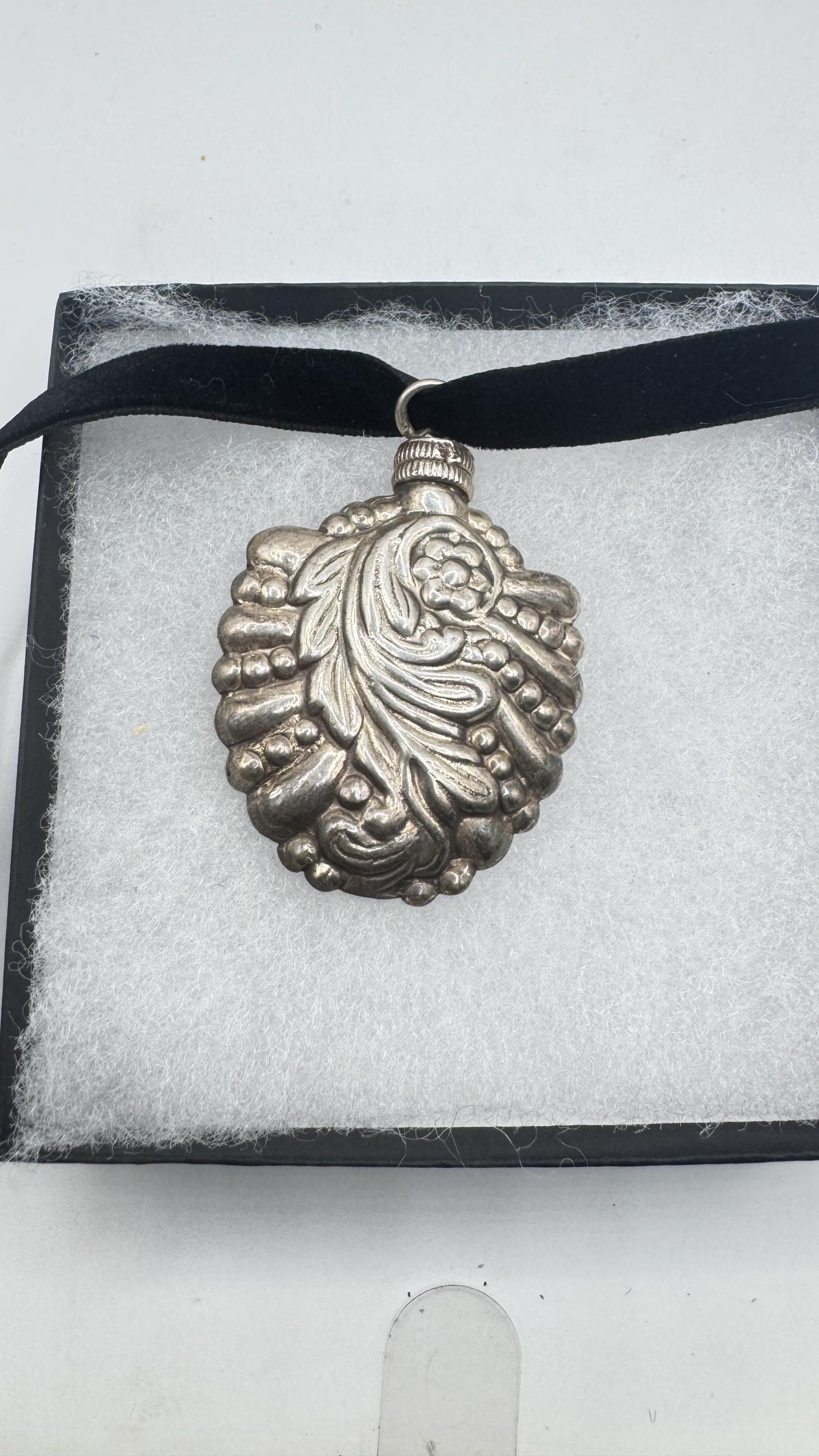 Vintage Perfume Oil Bottle 925 Sterling silver Pendant Necklace