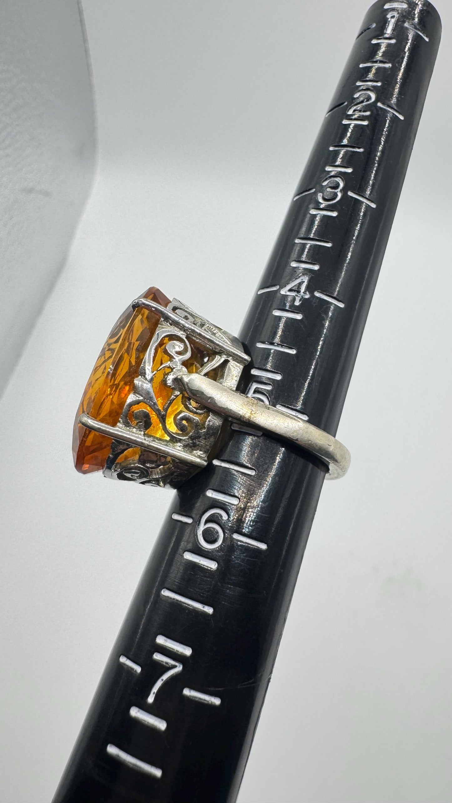 Vintage Citrine 925 Sterling Silver chunky cocktail Ring