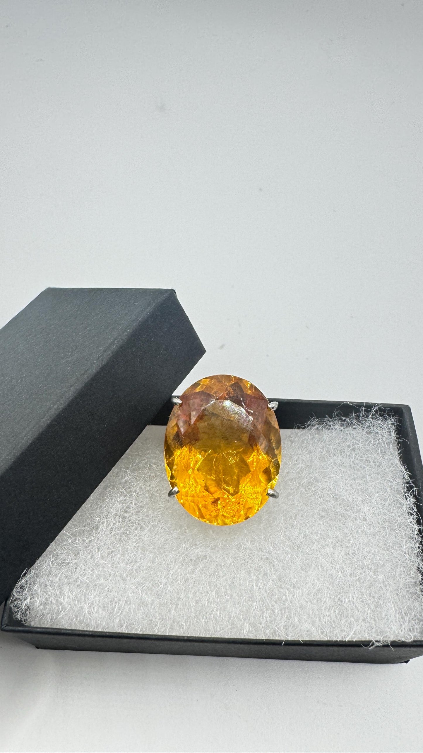 Vintage Citrine 925 Sterling Silver chunky cocktail Ring