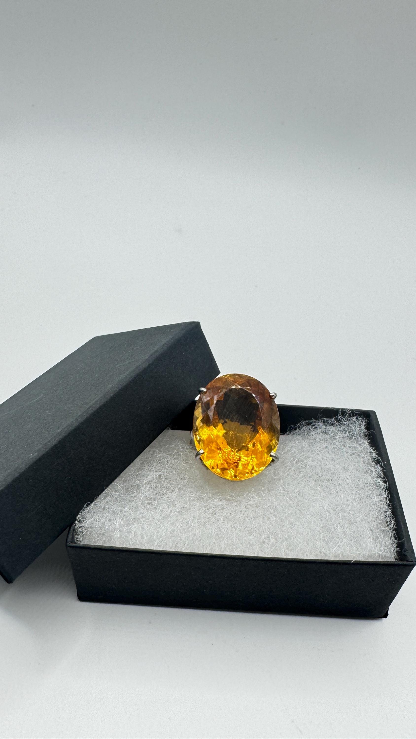 Vintage Citrine 925 Sterling Silver chunky cocktail Ring