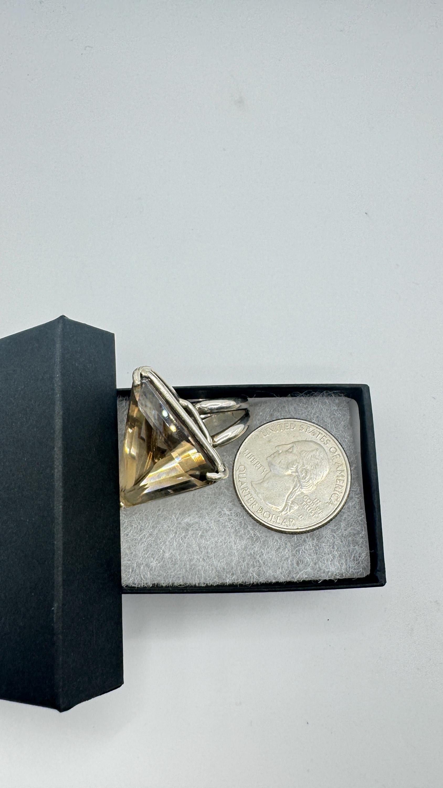 Vintage Smoky Topaz Ring 925 Sterling Silver