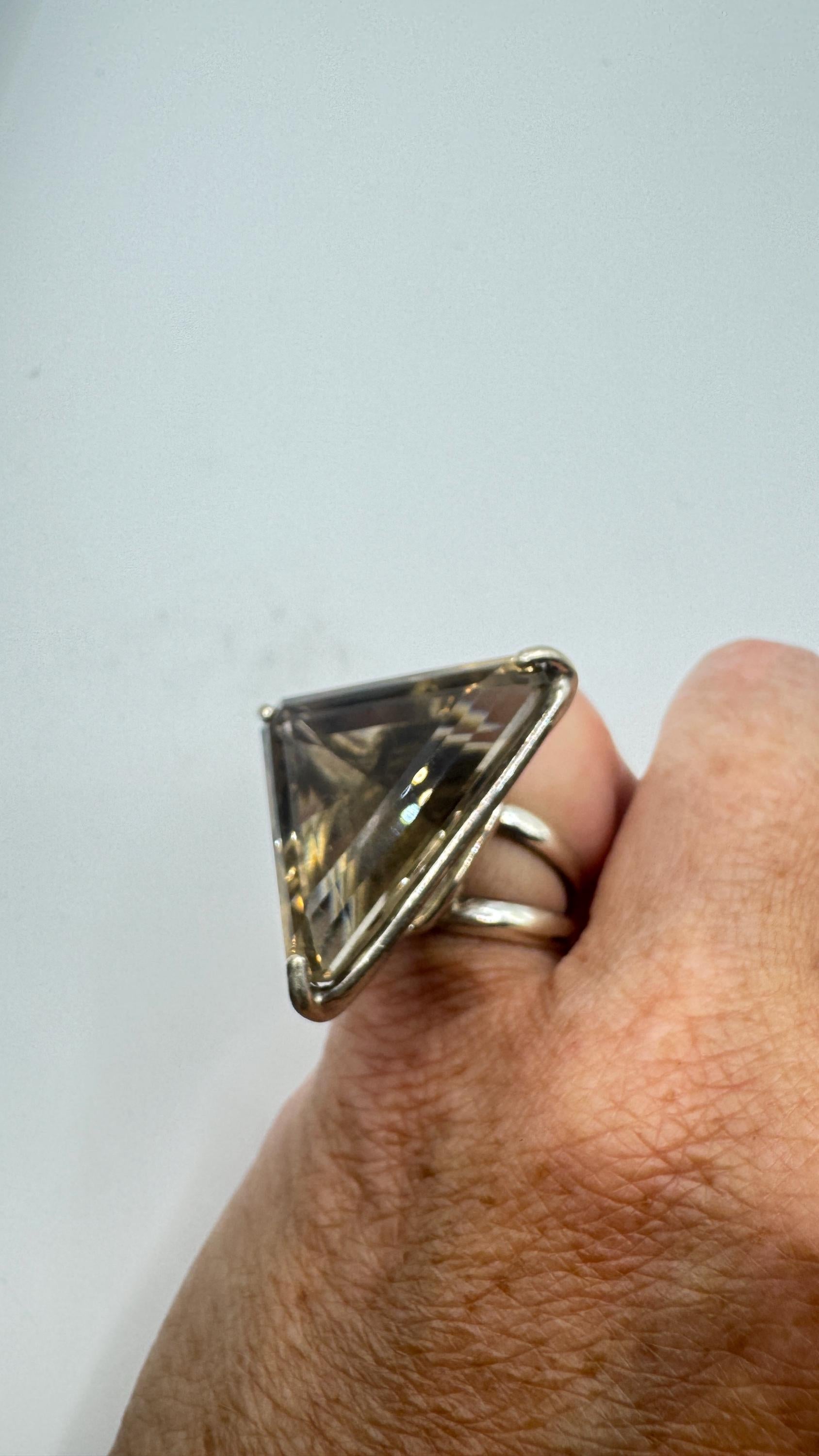 Vintage Smoky Topaz Ring 925 Sterling Silver