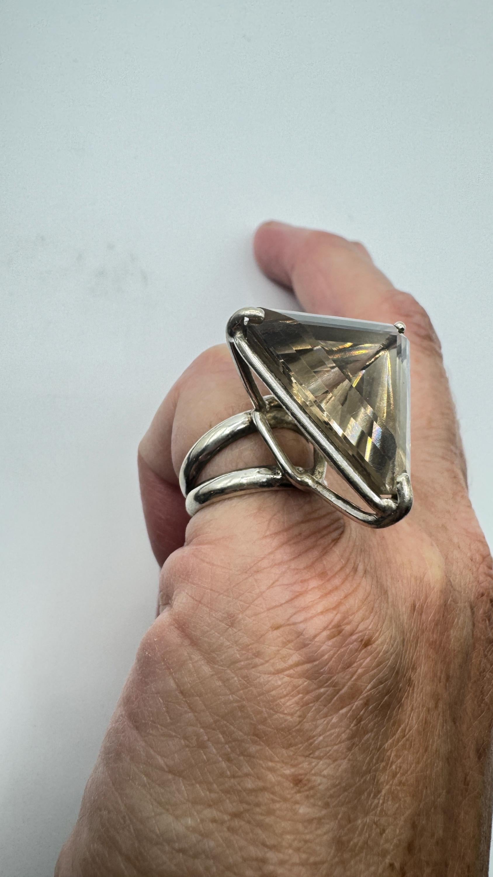 Vintage Smoky Topaz Ring 925 Sterling Silver