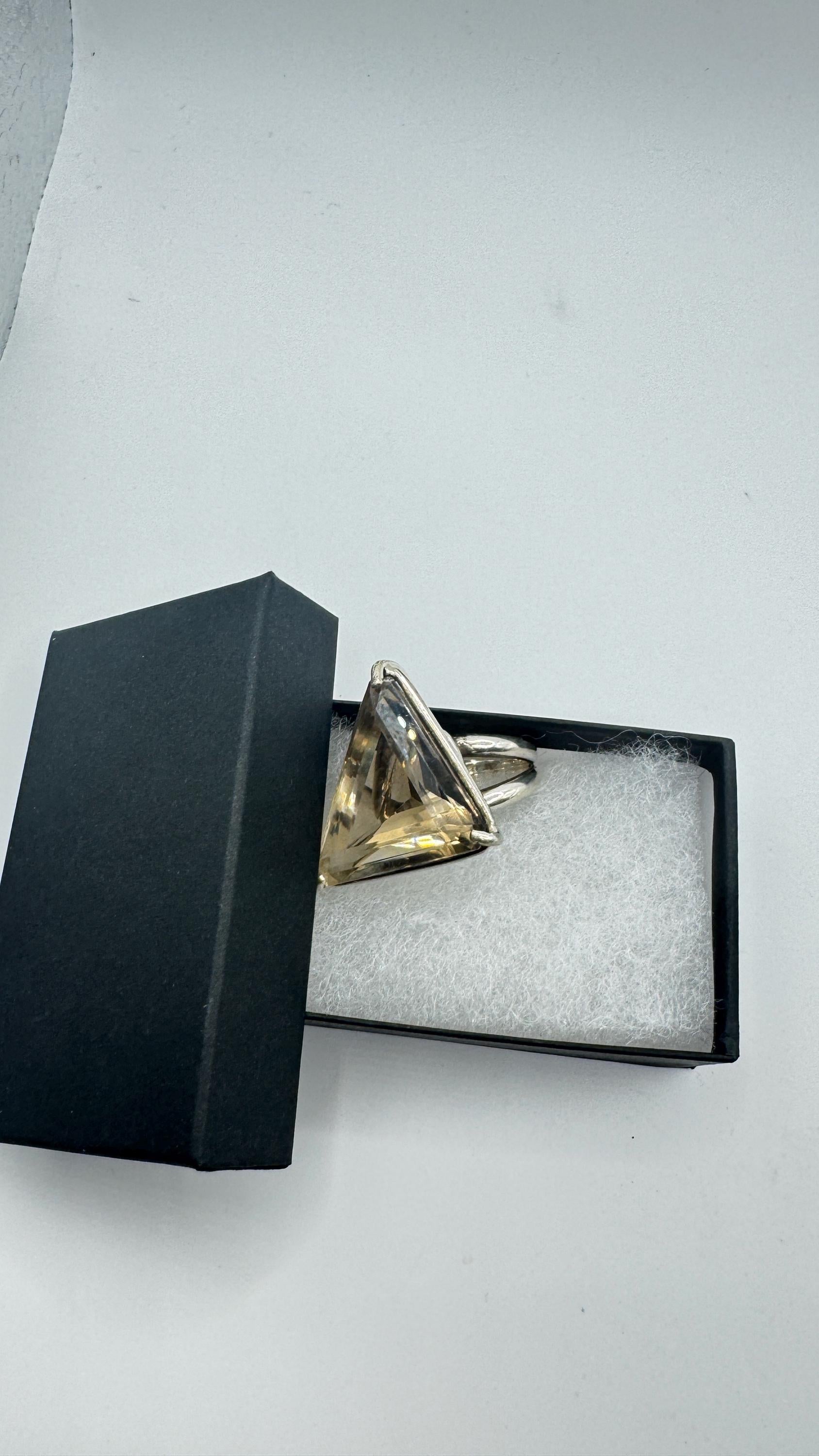 Vintage Smoky Topaz Ring 925 Sterling Silver
