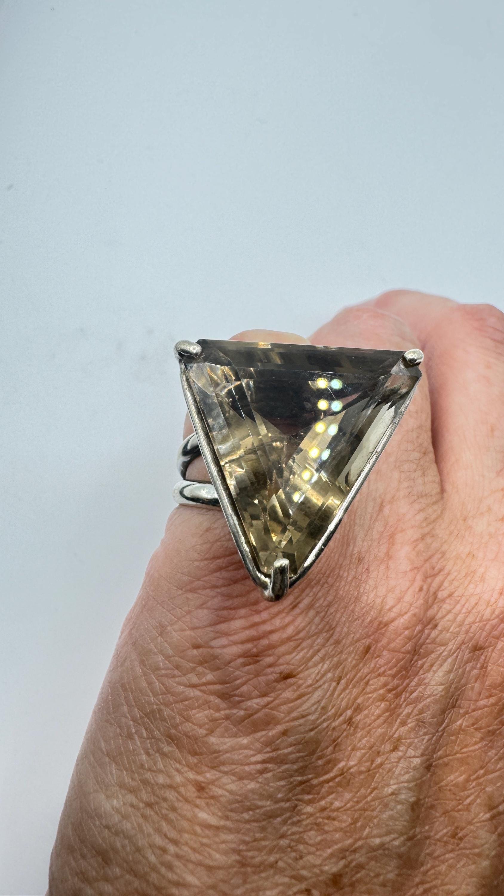 Vintage Smoky Topaz Ring 925 Sterling Silver