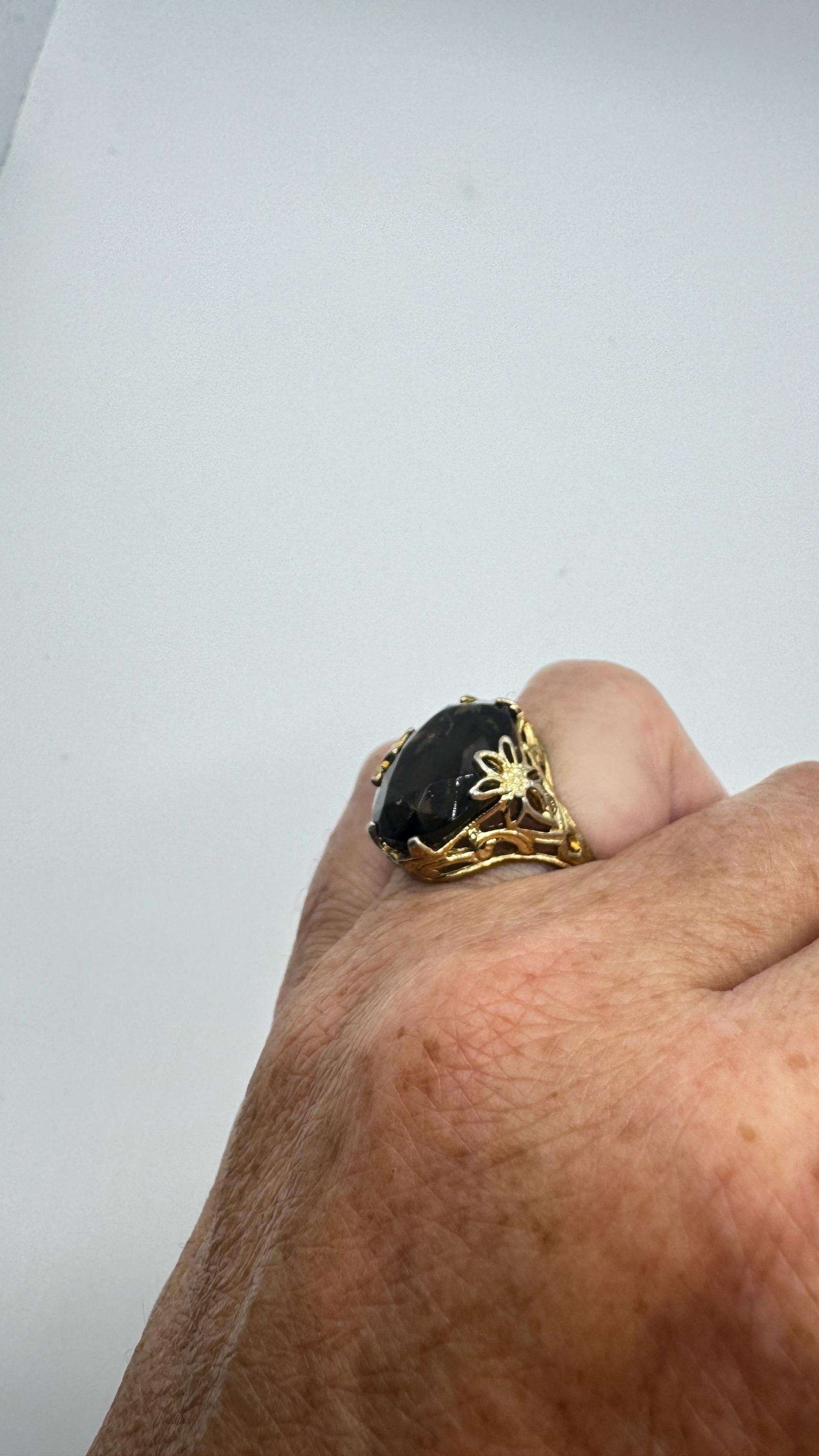 Vintage Smoky Topaz Ring Gold Filled