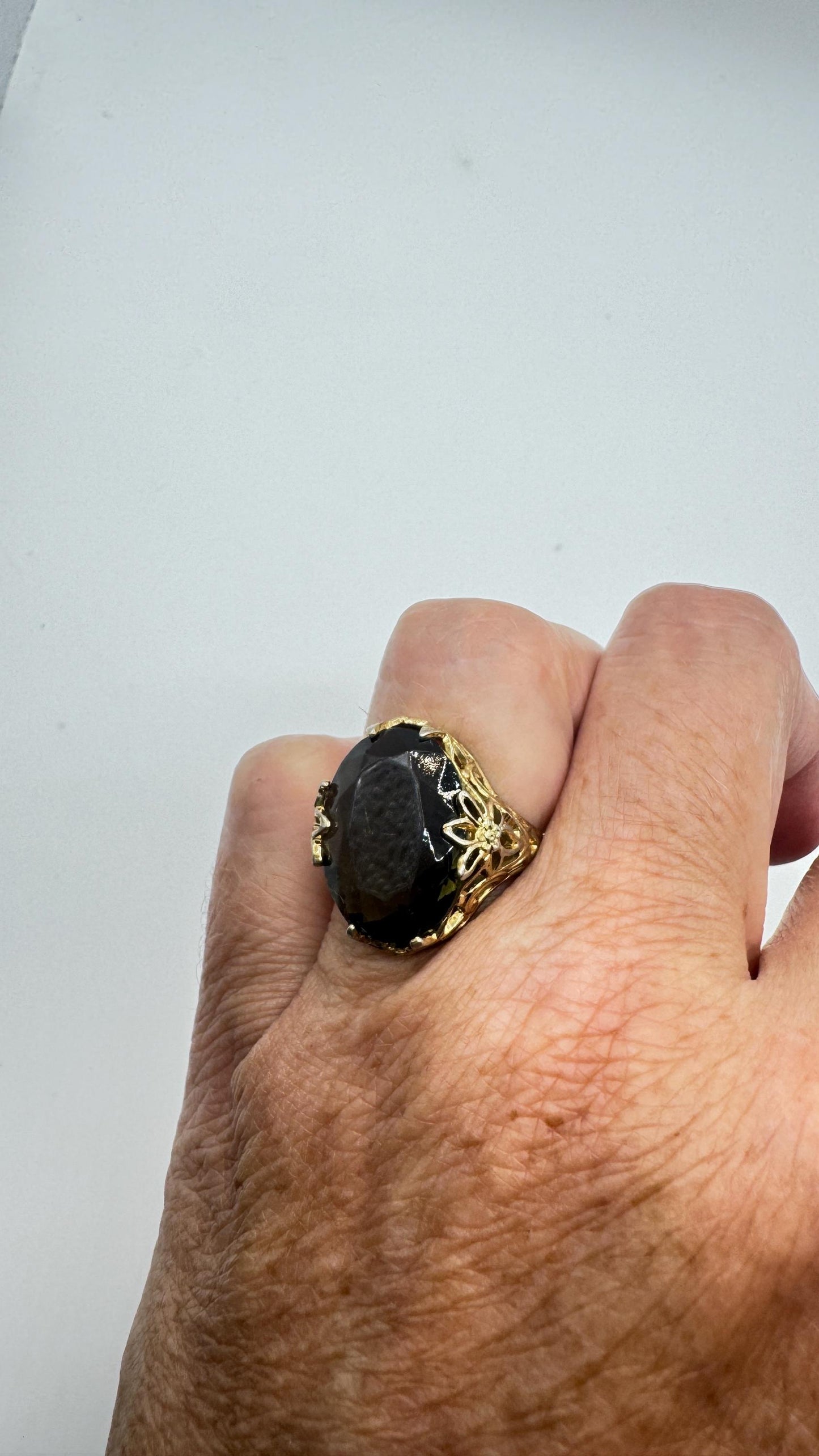Vintage Smoky Topaz Ring Gold Filled