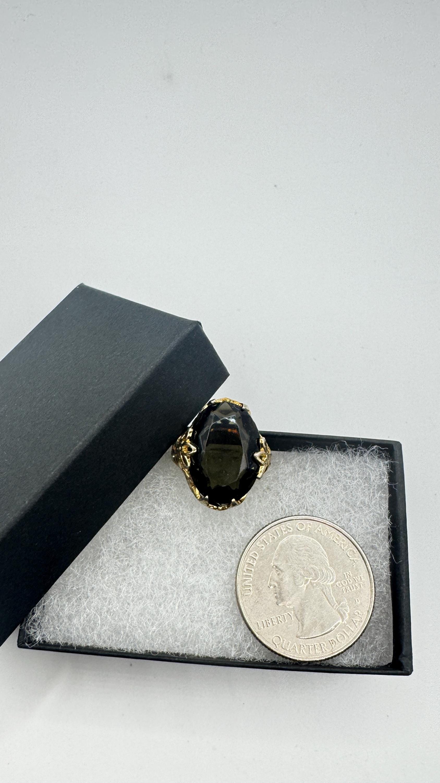 Vintage Smoky Topaz Ring Gold Filled