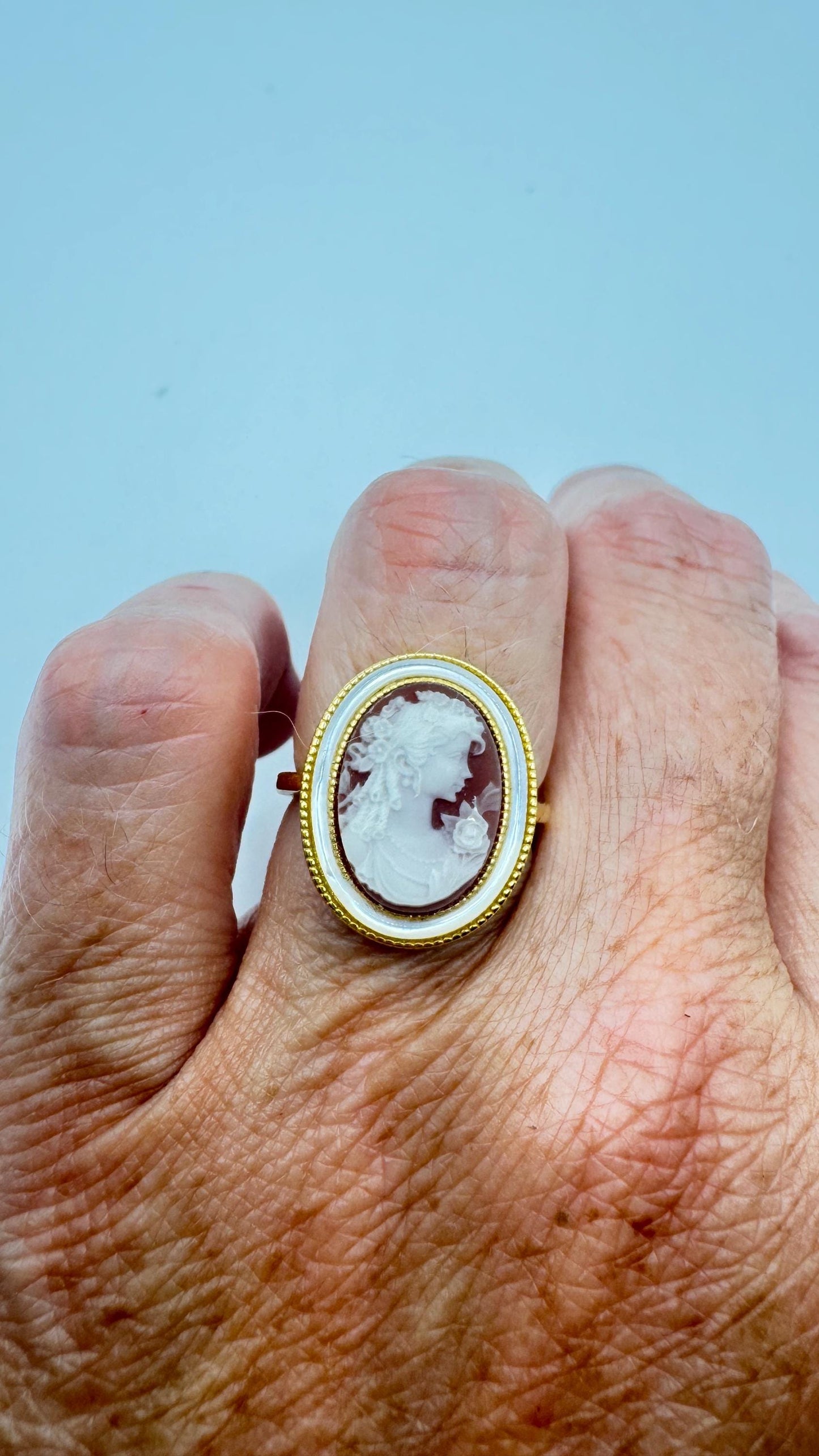 Vintage Cameo 925 Sterling Silver Cocktail Ring
