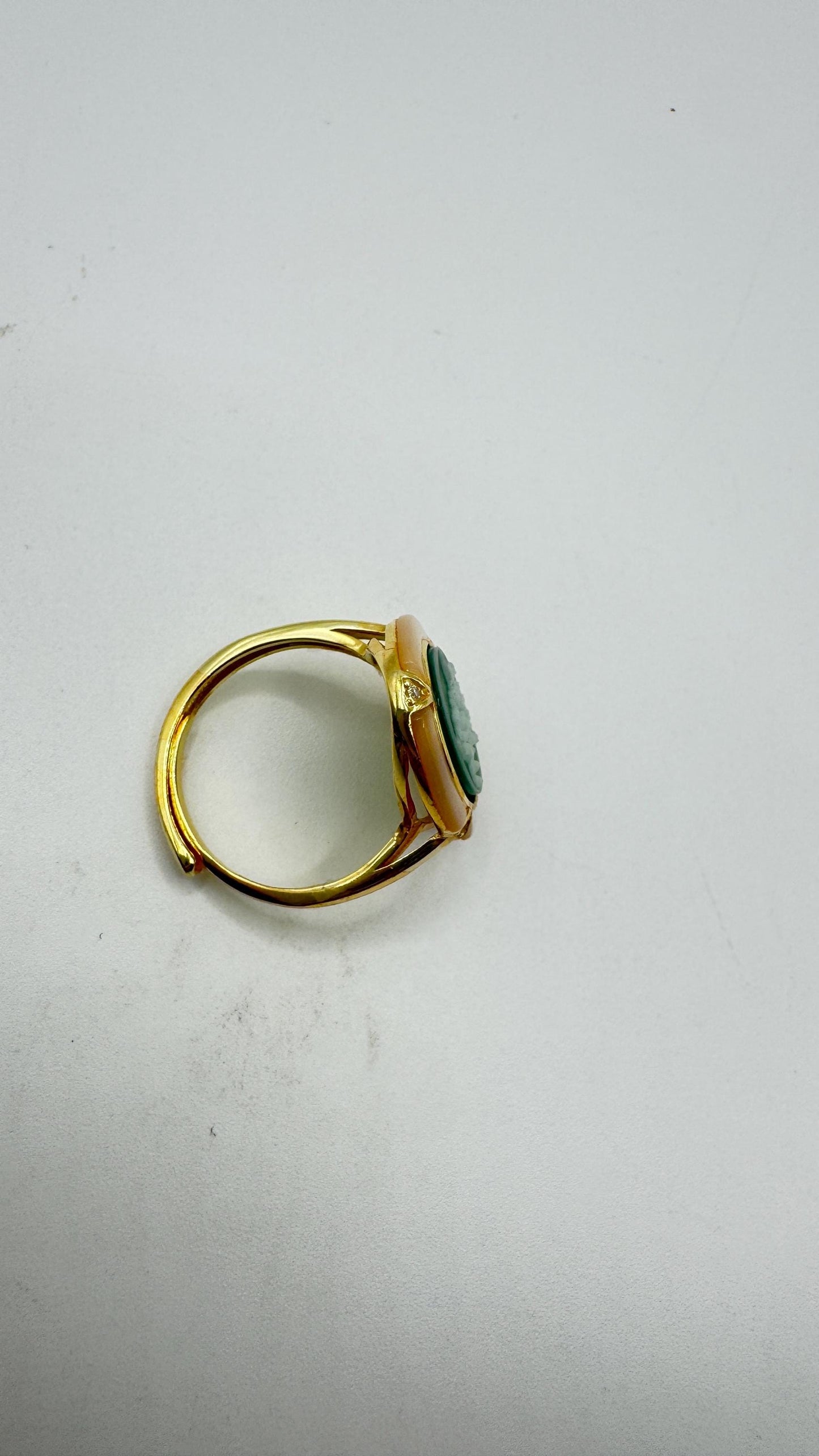 Vintage Lily of the Valley Cameo 925 Sterling Silver Ring