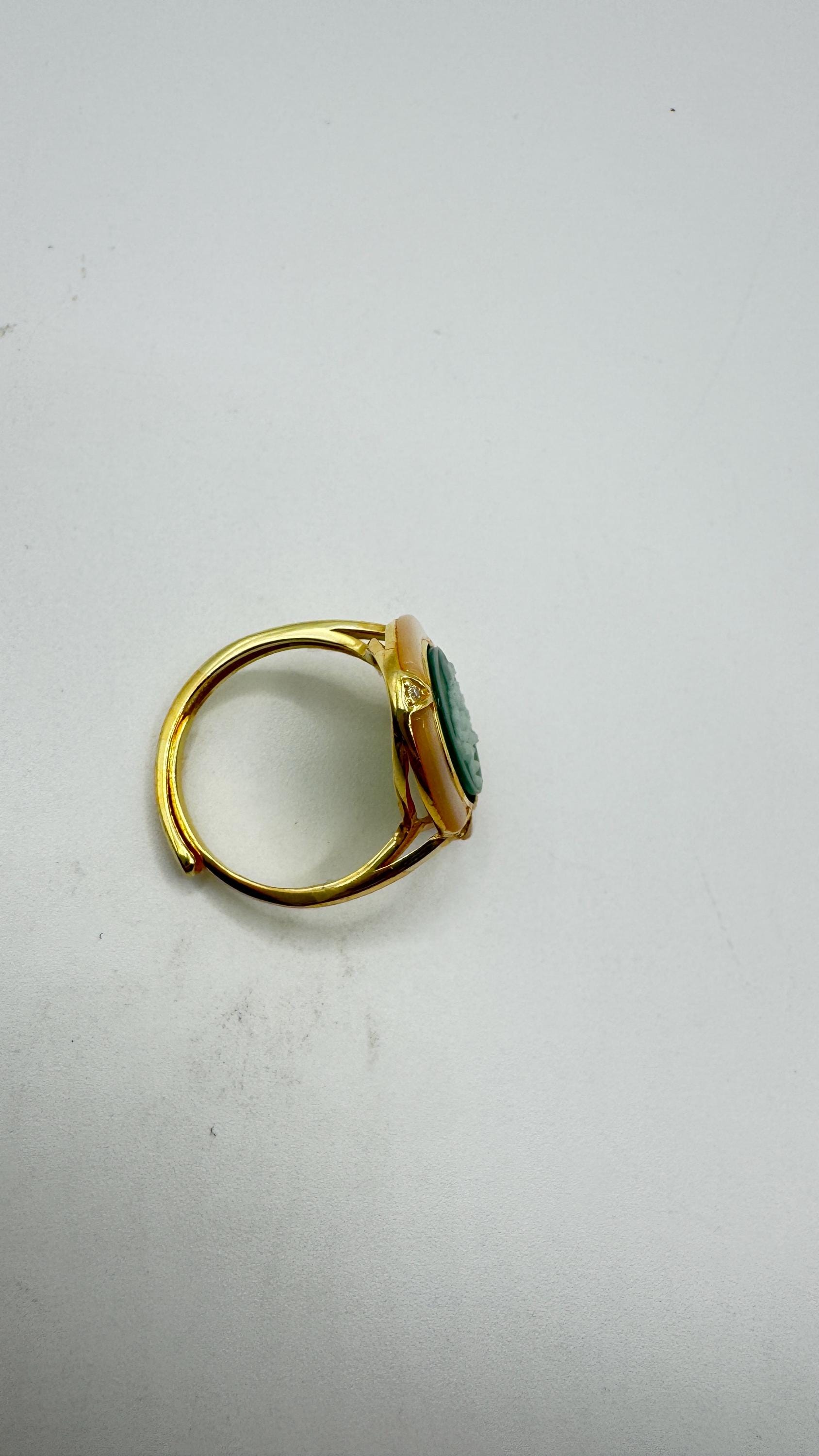 Vintage Lily of the Valley Cameo 925 Sterling Silver Ring