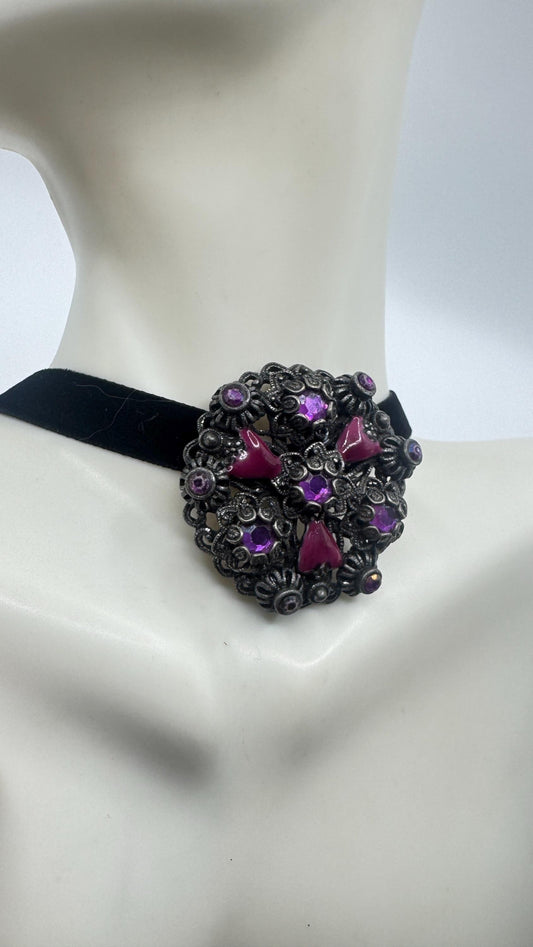 Vintage Rhinestone Purple Crystal Brooch Pin