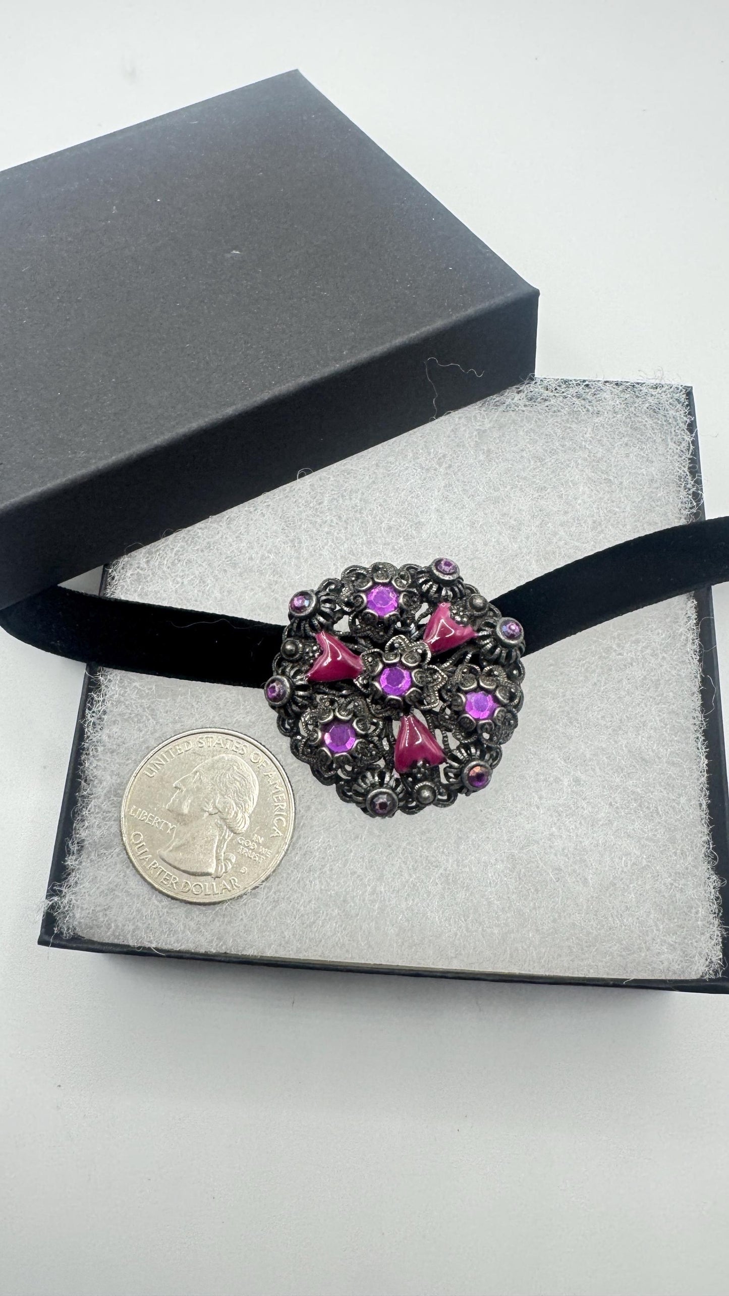 Vintage Rhinestone Purple Crystal Brooch Pin