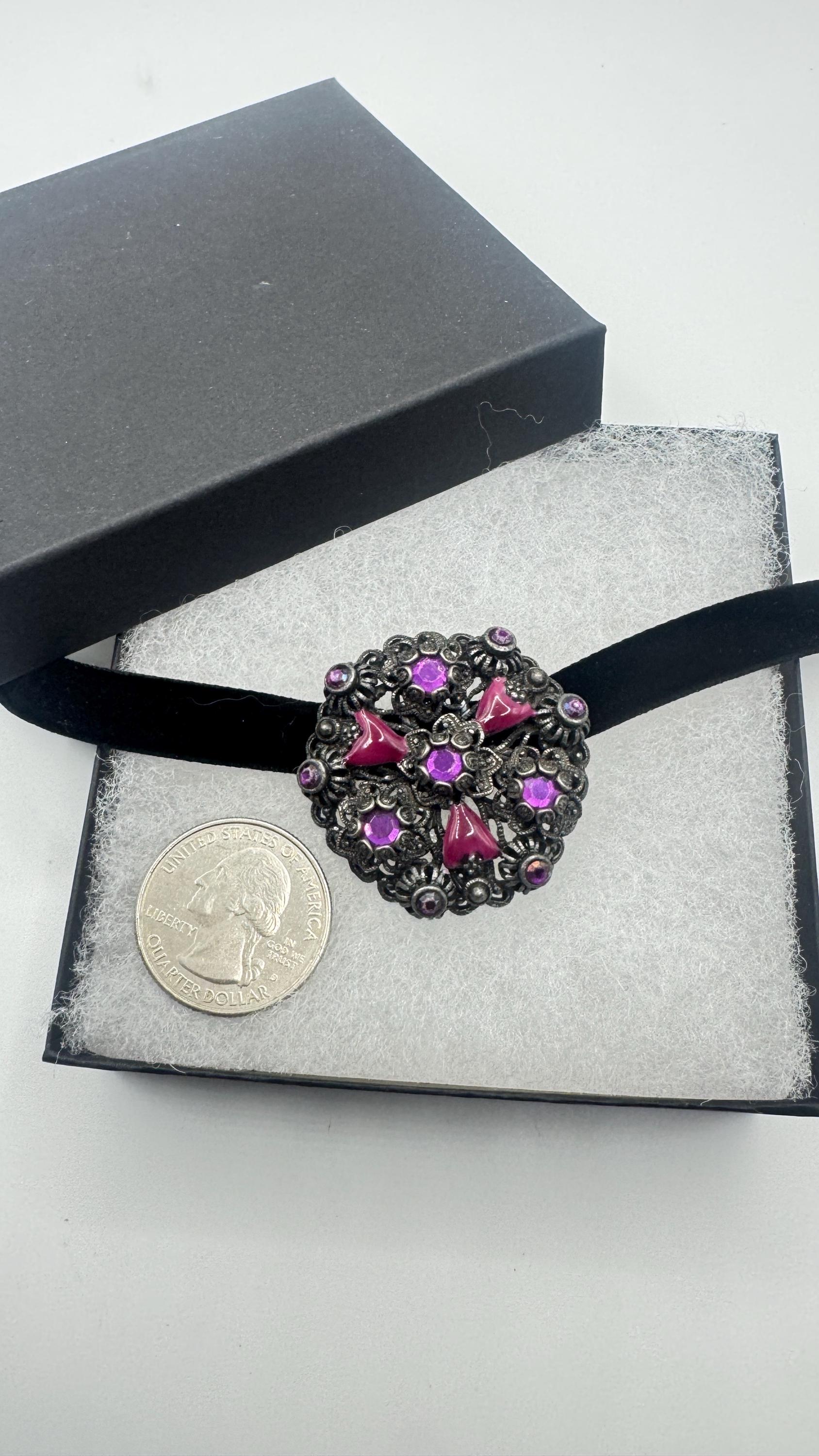 Vintage Rhinestone Purple Crystal Brooch Pin