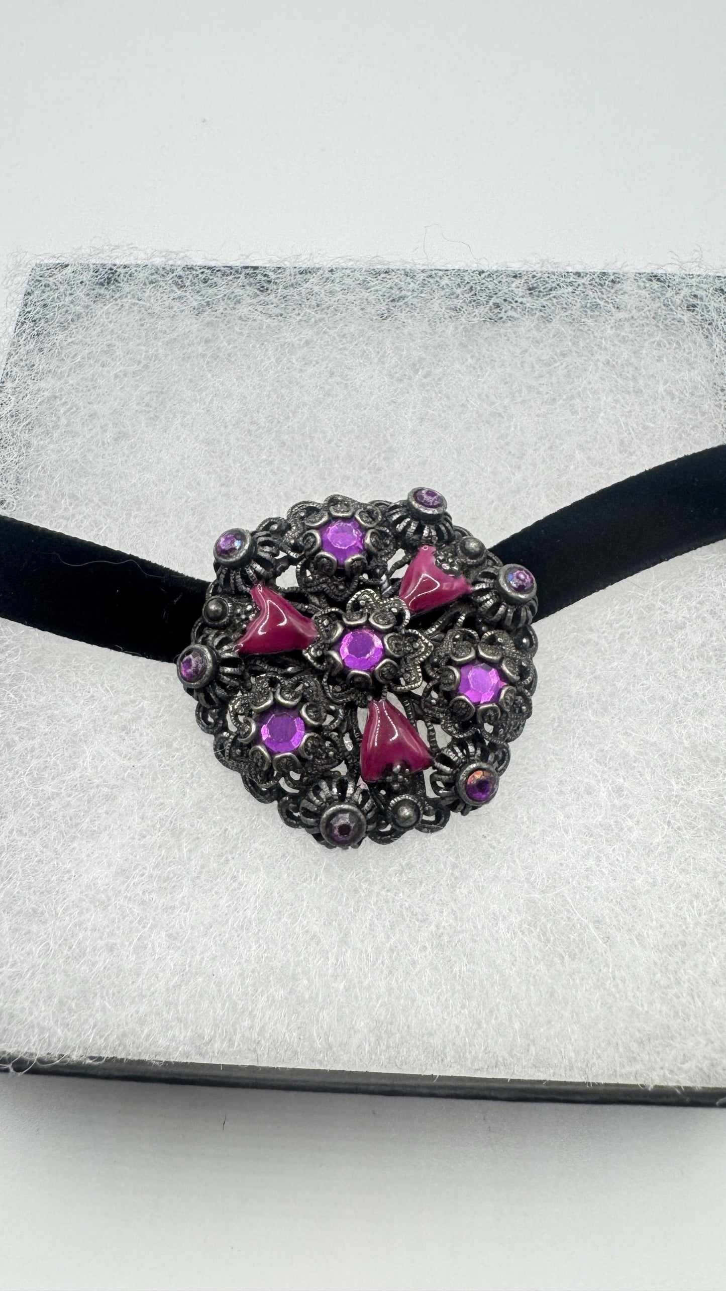 Vintage Rhinestone Purple Crystal Brooch Pin
