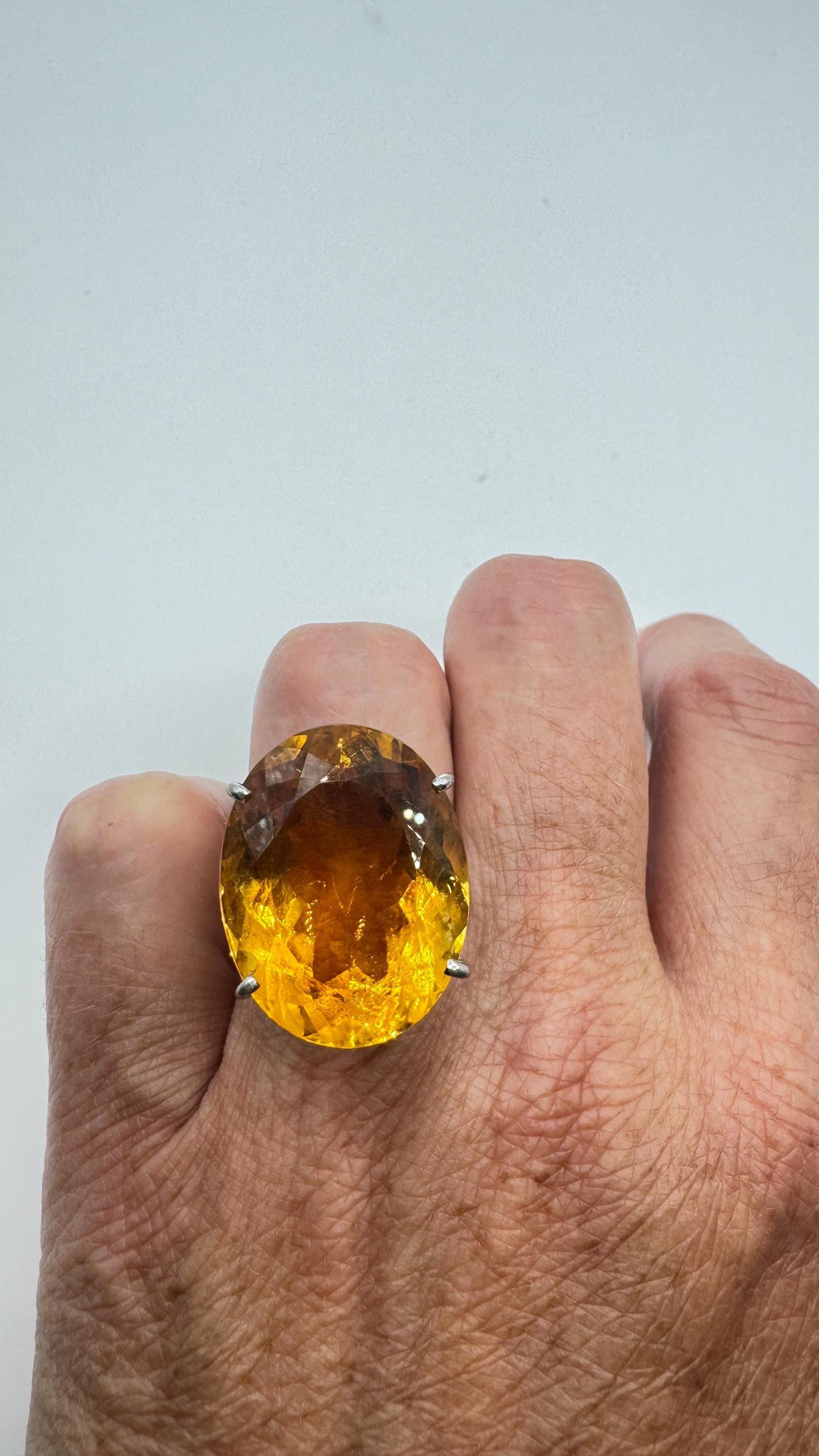 Vintage Citrine 925 Sterling Silver chunky cocktail Ring