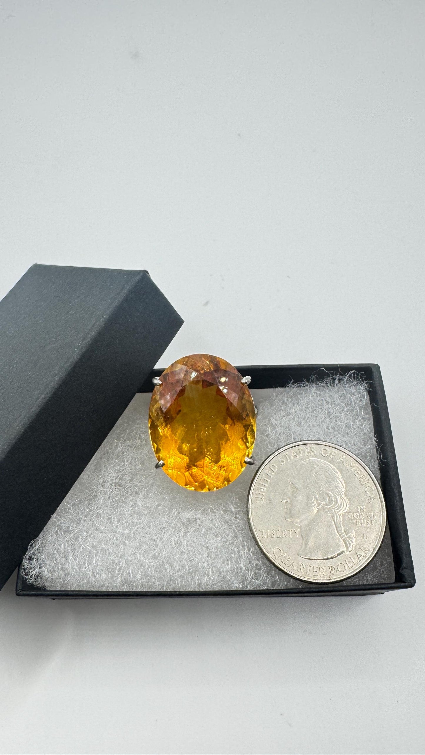 Vintage Citrine 925 Sterling Silver chunky cocktail Ring