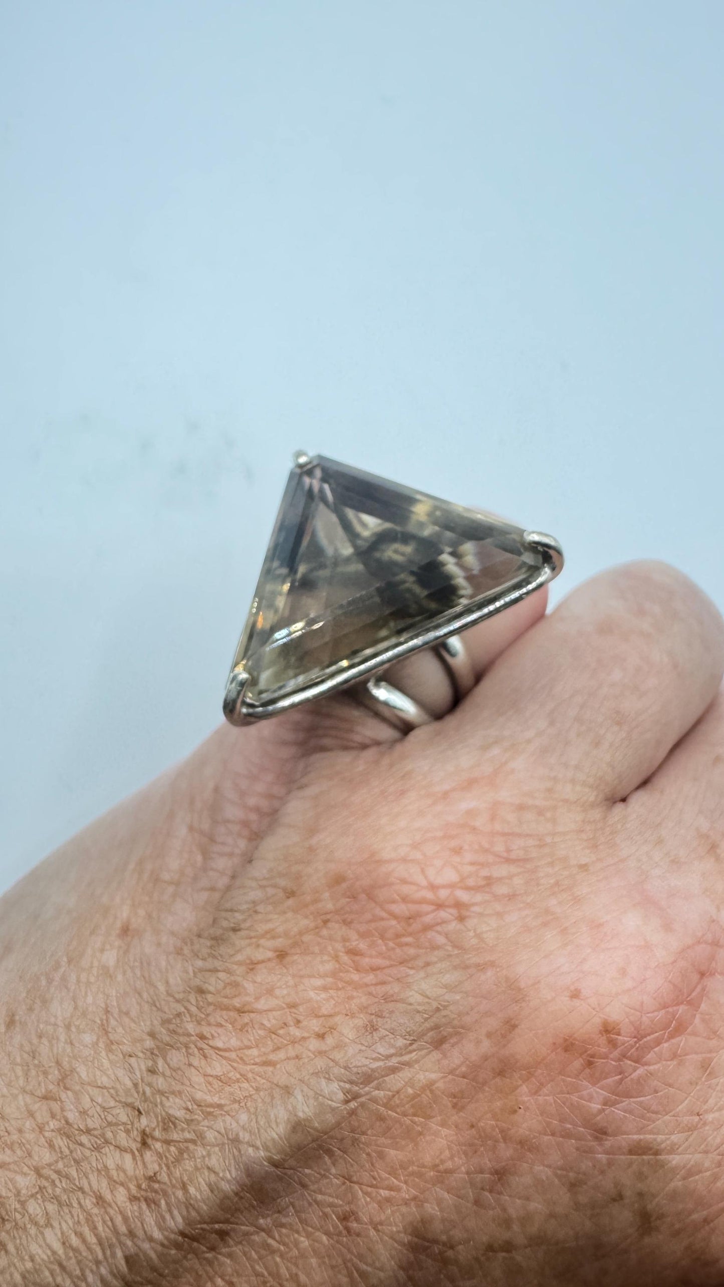 Vintage Smoky Topaz Ring 925 Sterling Silver