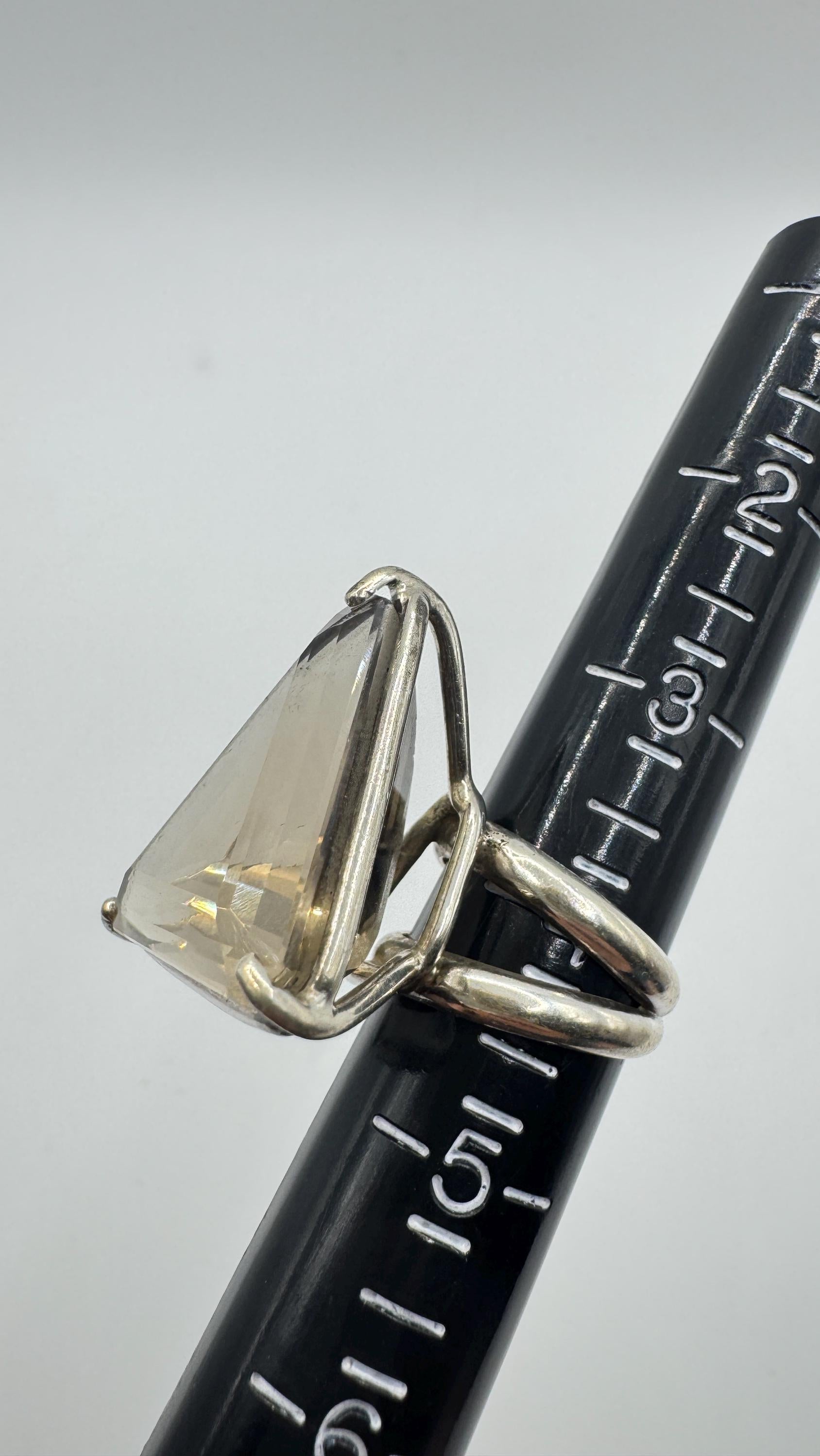 Vintage Smoky Topaz Ring 925 Sterling Silver