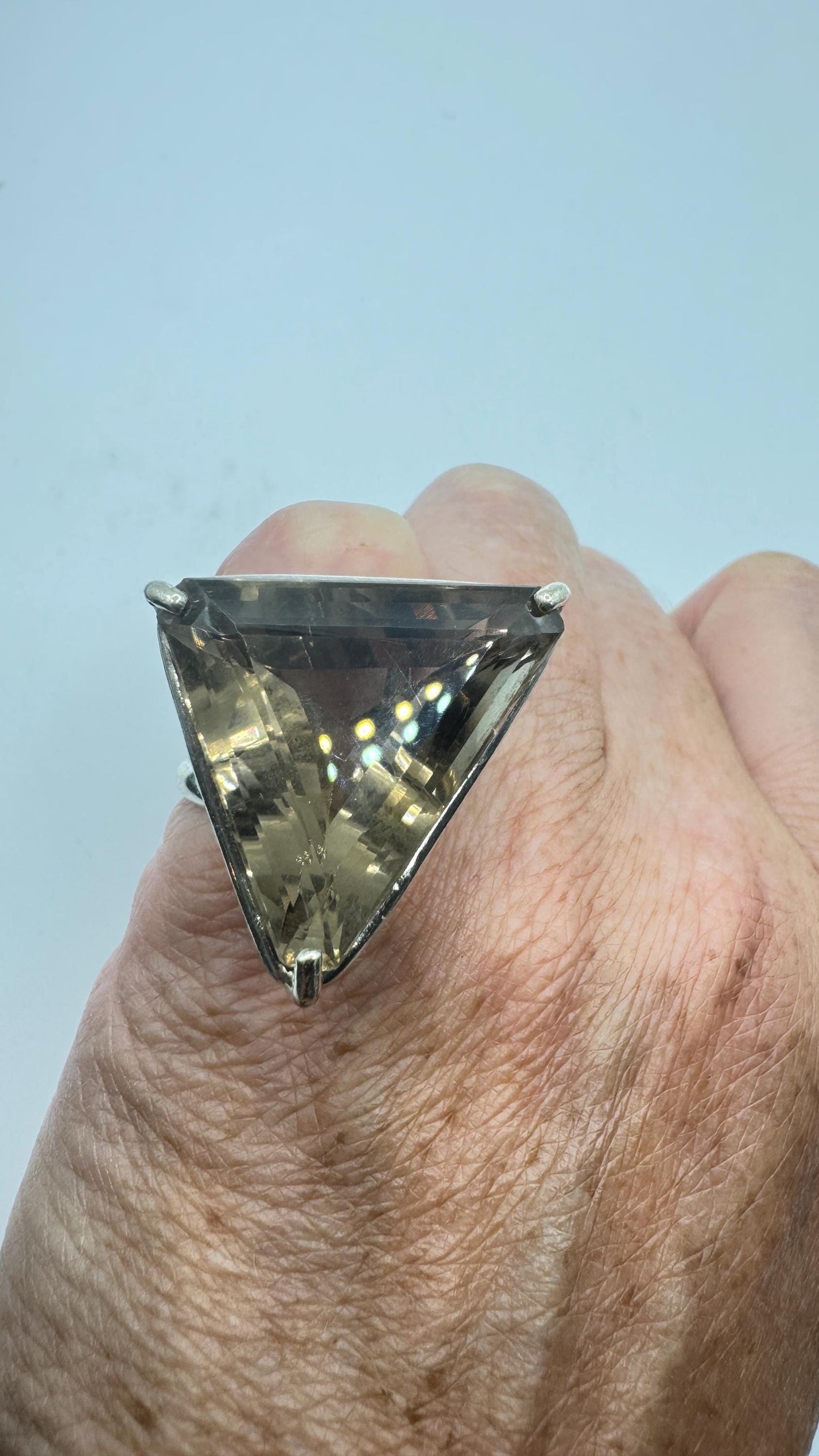Vintage Smoky Topaz Ring 925 Sterling Silver