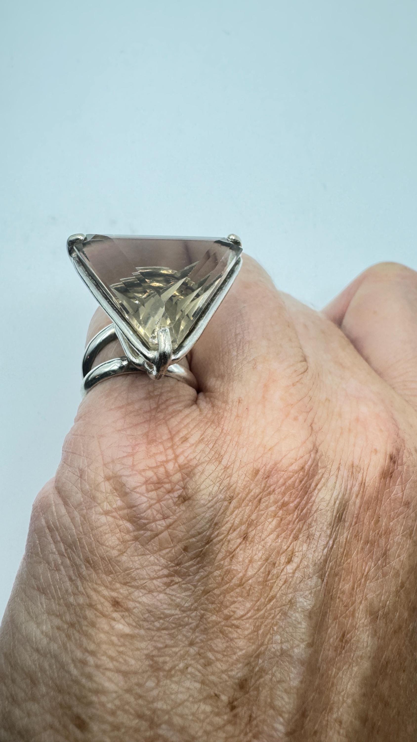Vintage Smoky Topaz Ring 925 Sterling Silver