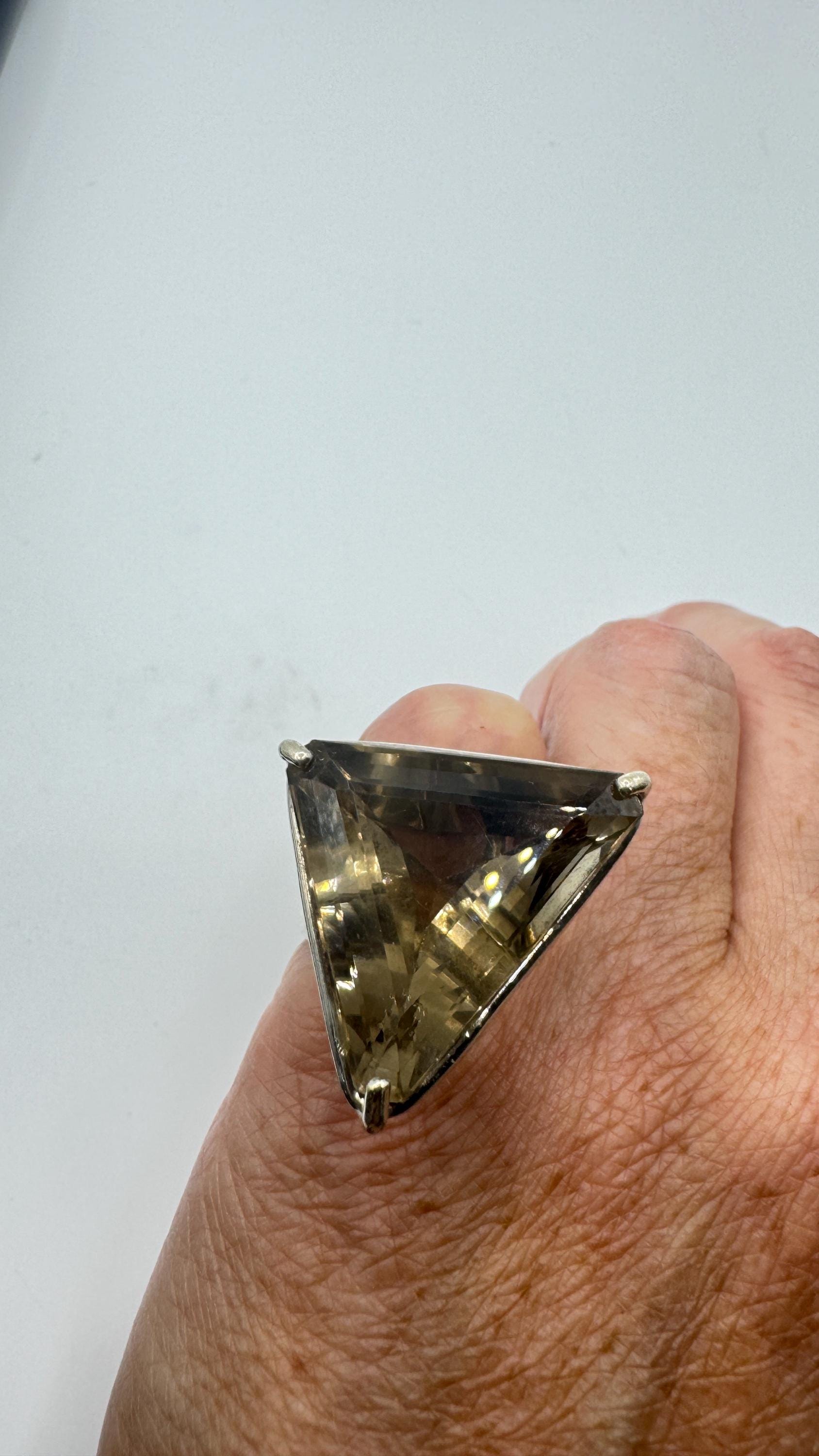 Vintage Smoky Topaz Ring 925 Sterling Silver