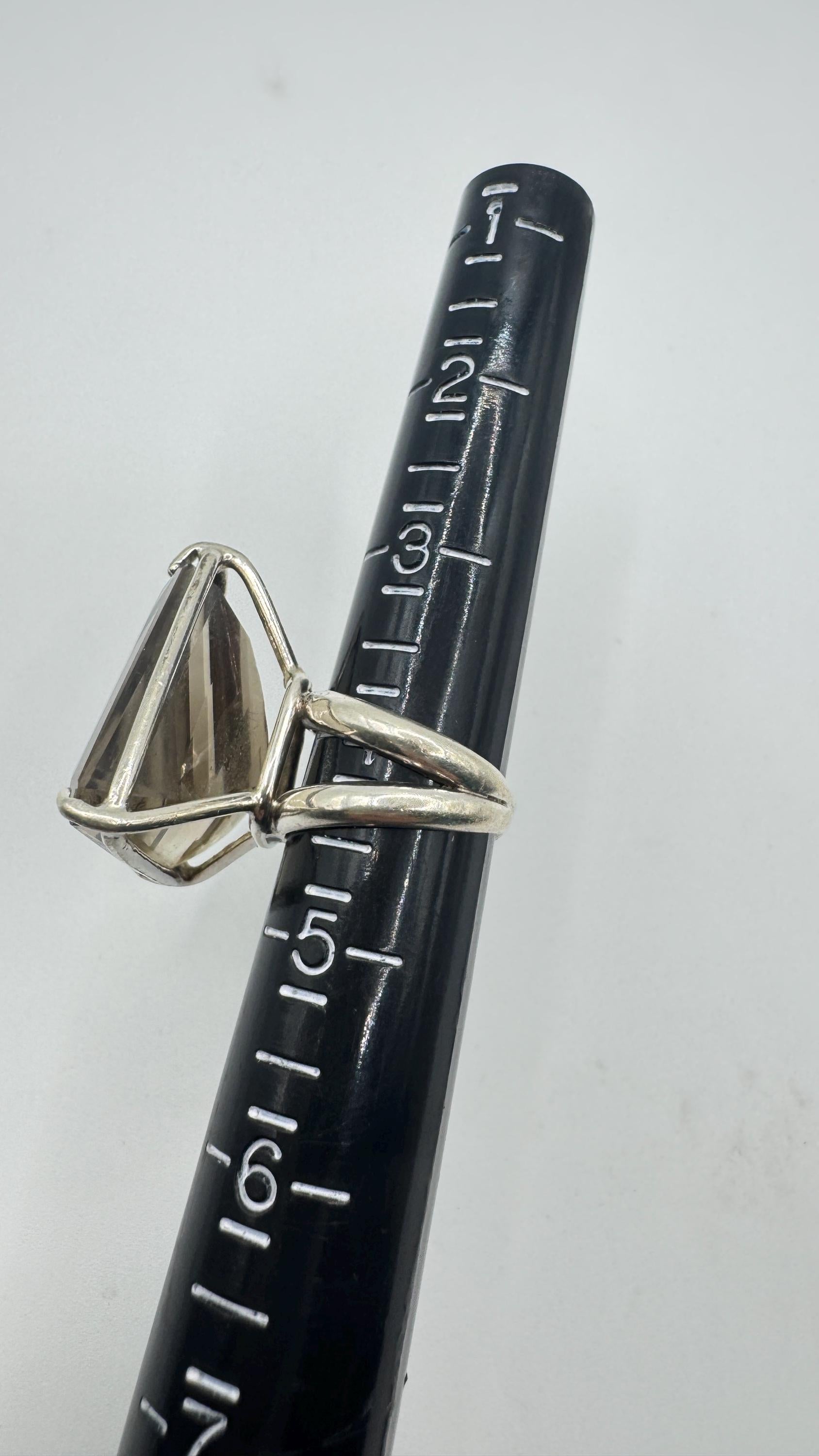 Vintage Smoky Topaz Ring 925 Sterling Silver