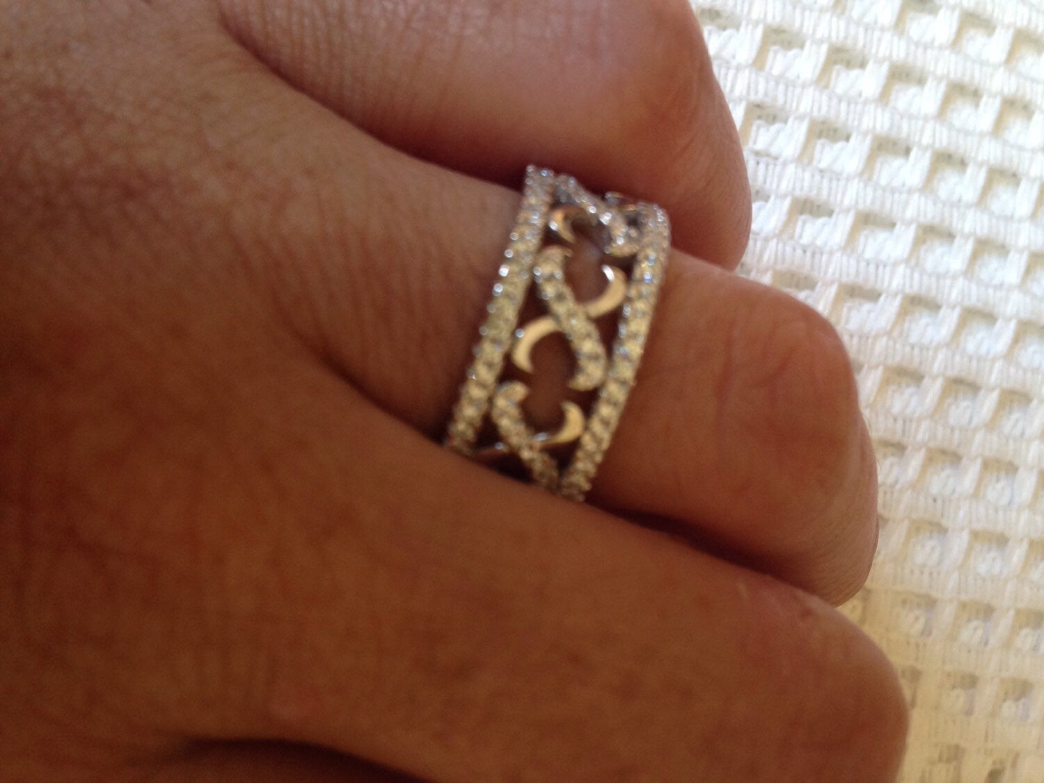 Vintage filigree Cubic Zirconia Crystal Gothic Sterling Silver Wedding ring