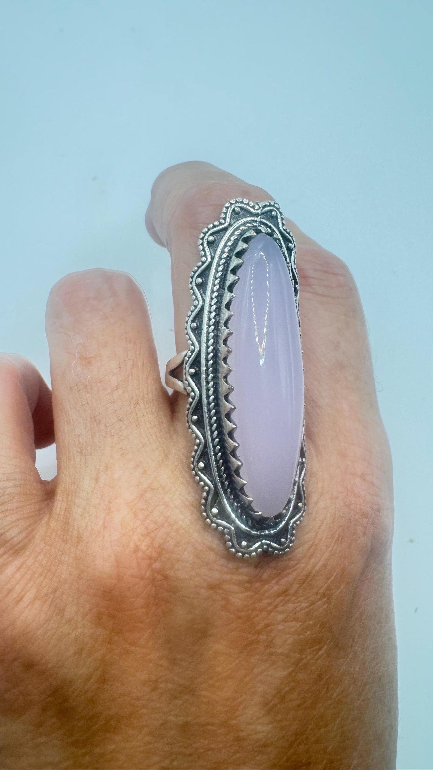Vintage Genuine Rose Quartz Silver Ring