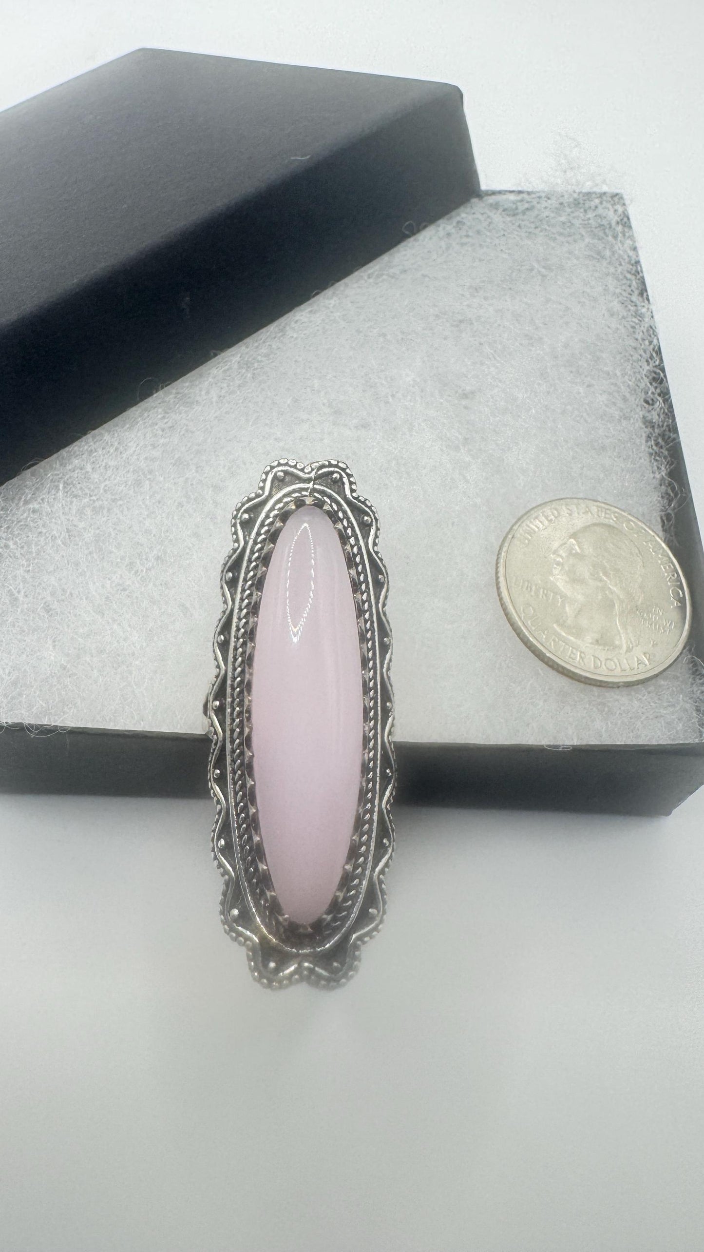 Vintage Genuine Rose Quartz Silver Ring