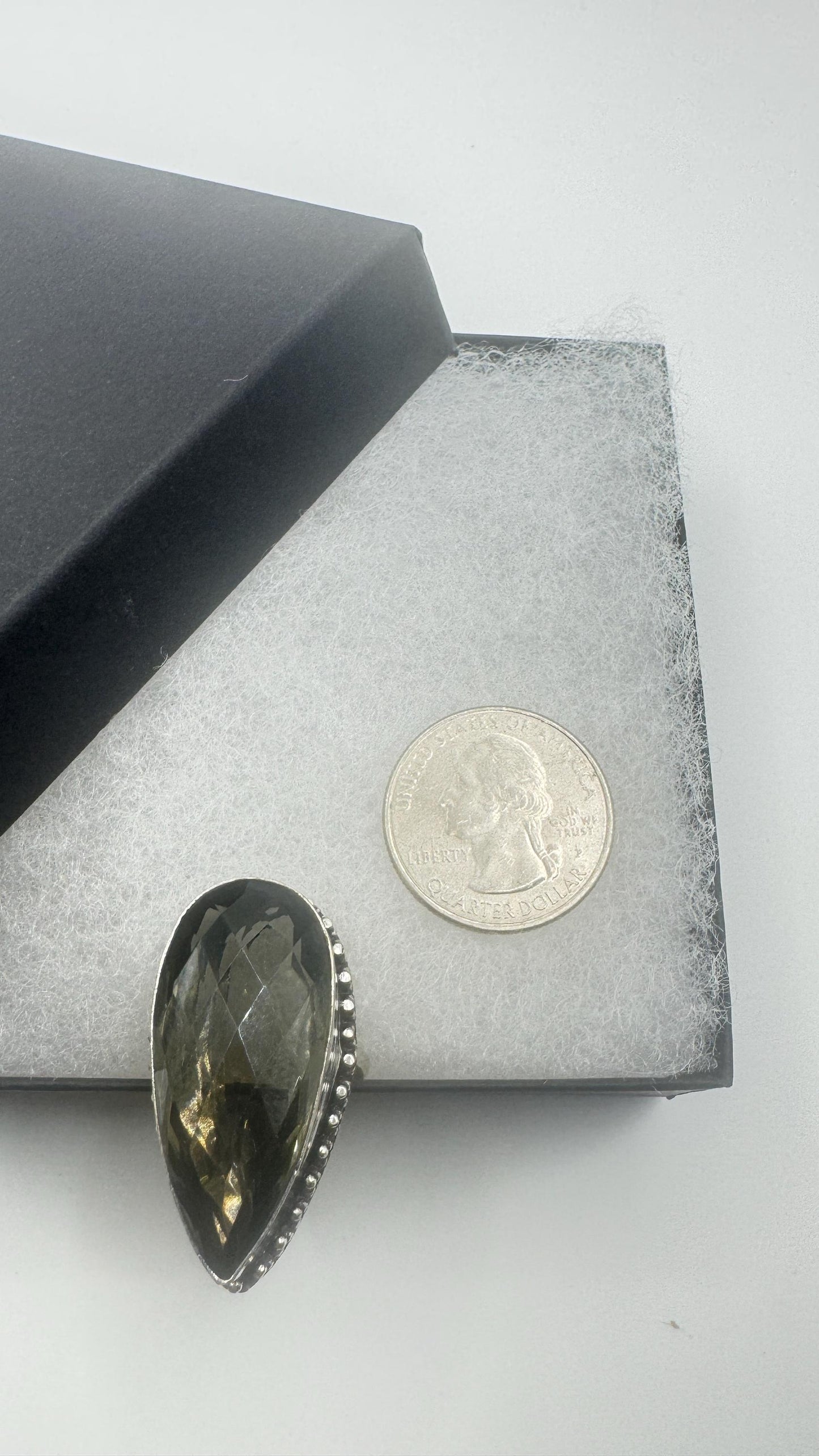 Vintage Smoky Topaz Ring Silver Bronze