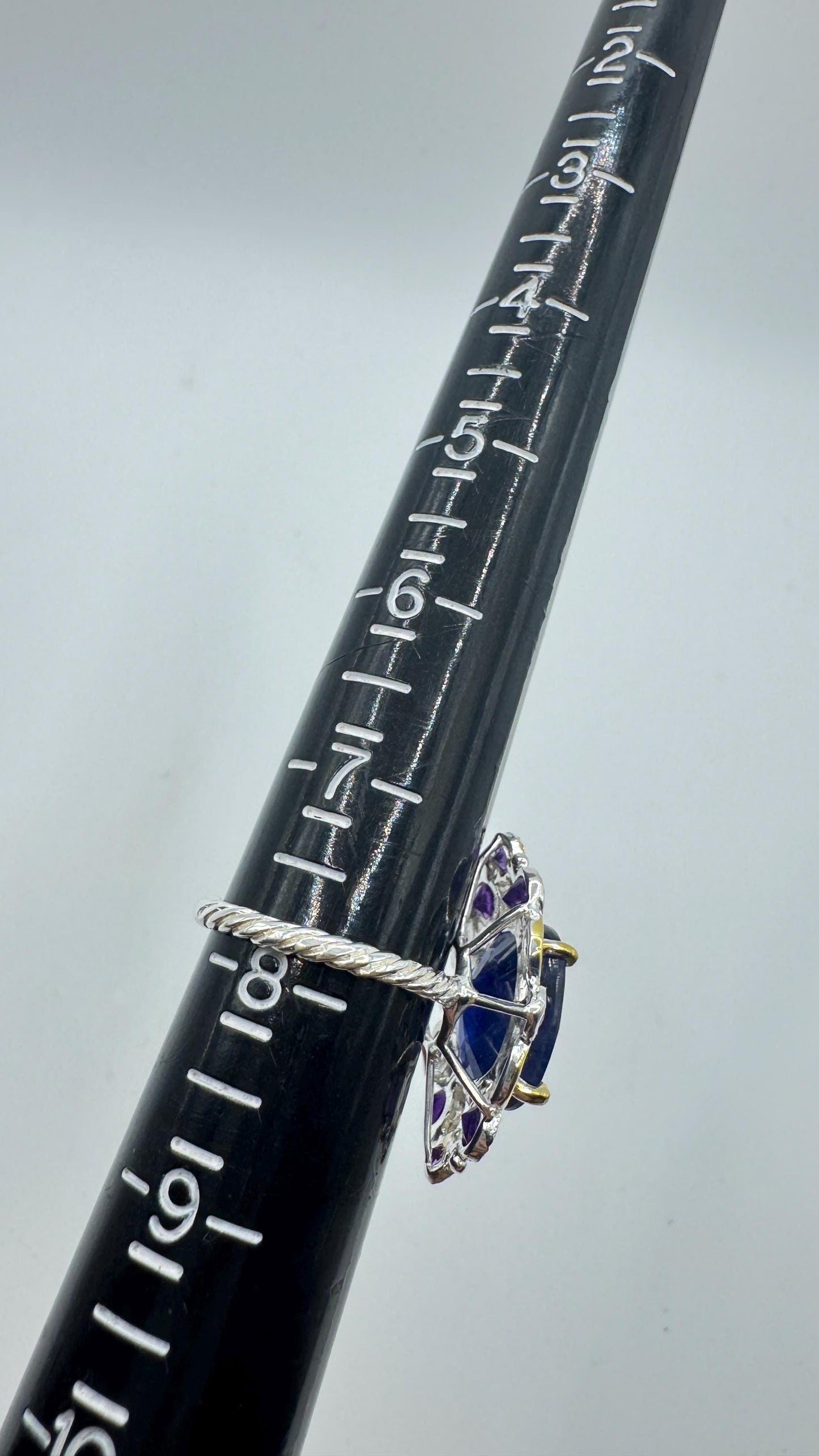 Vintage Blue Sapphire Purple Amethyst 925 Sterling Silver Ring