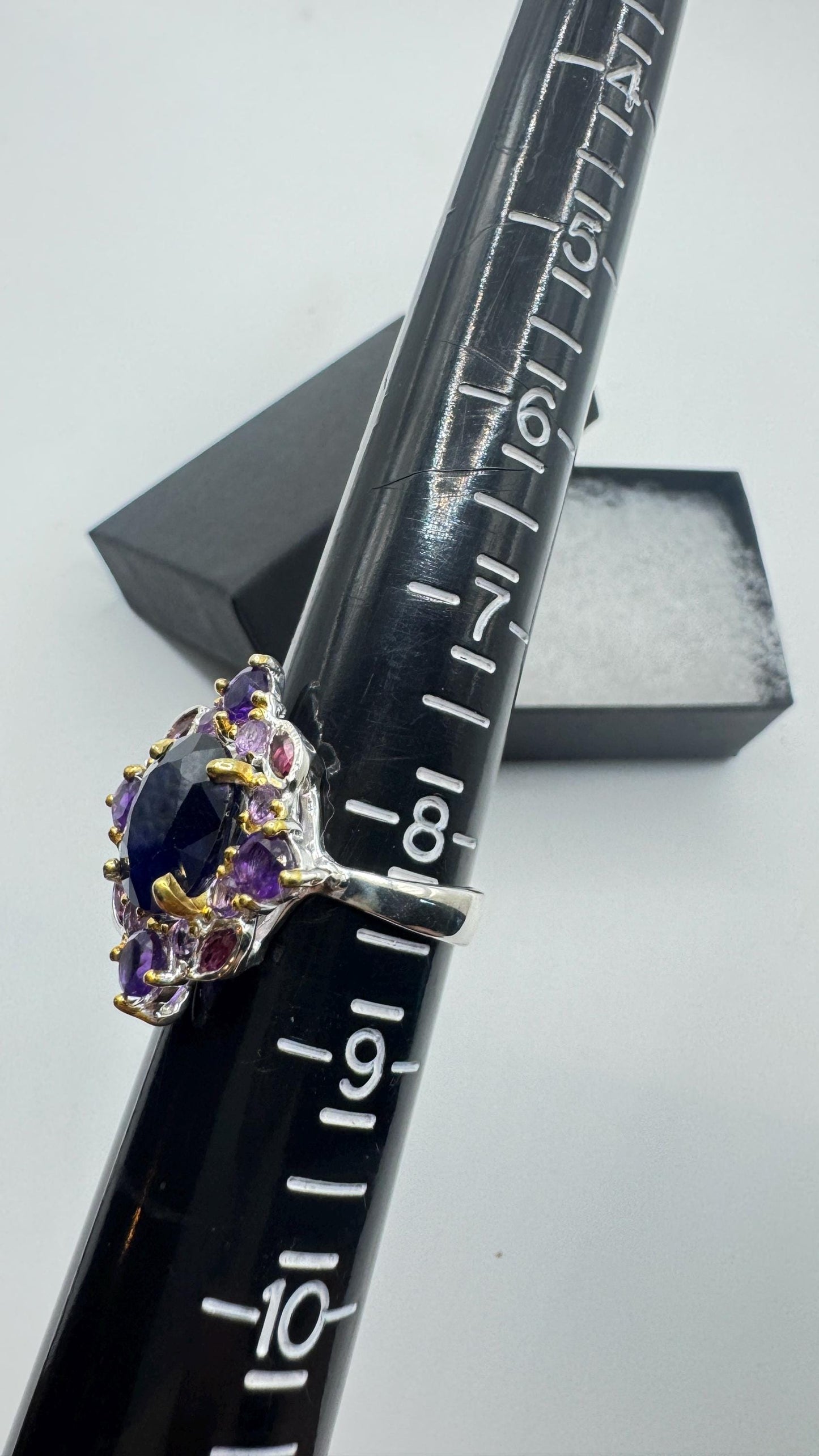 Vintage Blue Sapphire Purple Amethyst 925 Sterling Silver Ring