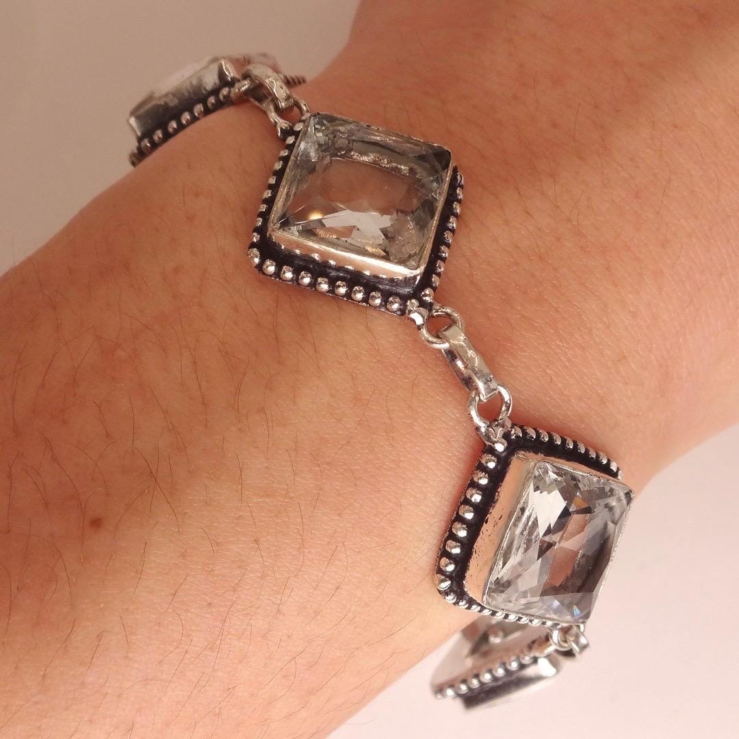 Vintage Clear Glass Toggle Bracelet