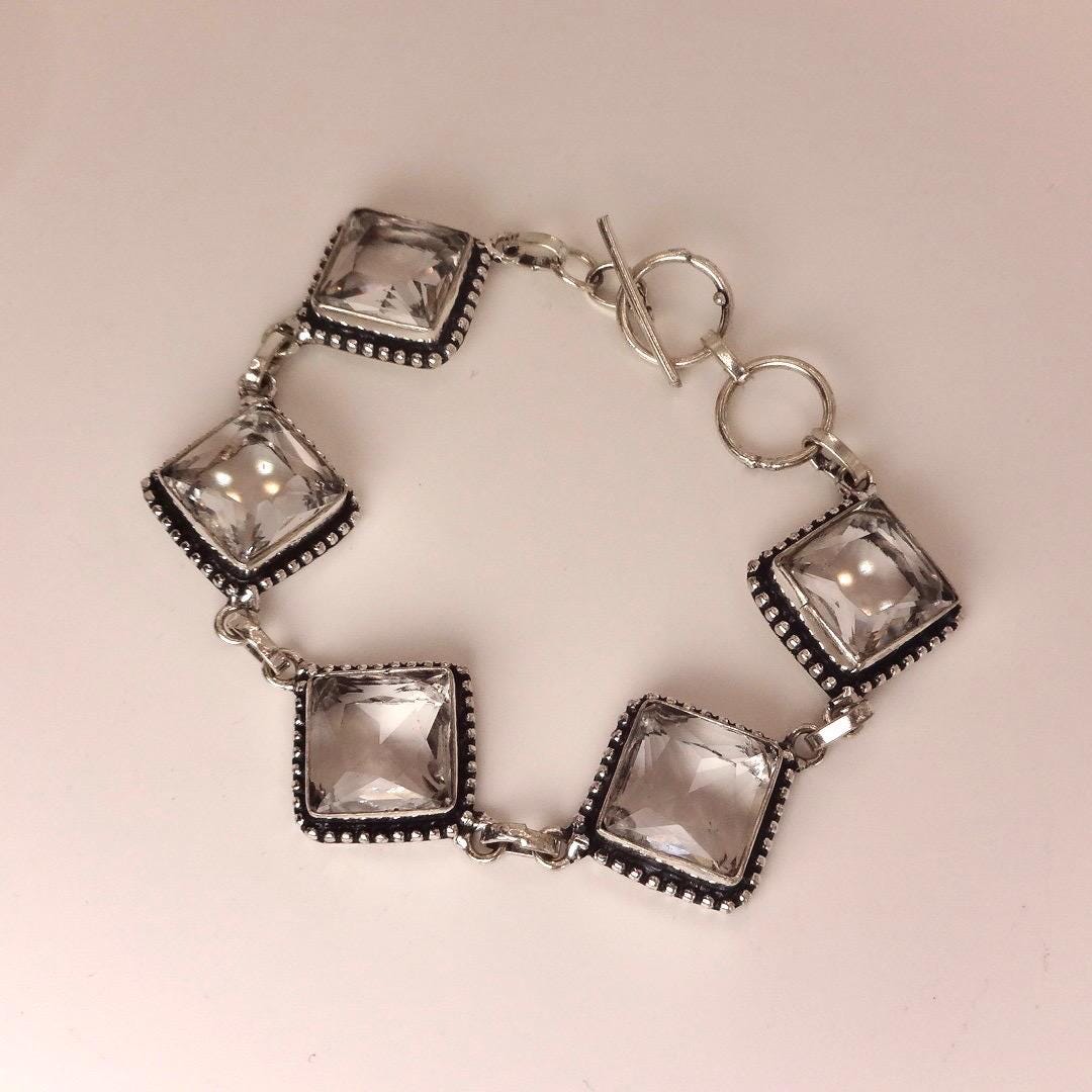 Vintage Clear Glass Toggle Bracelet