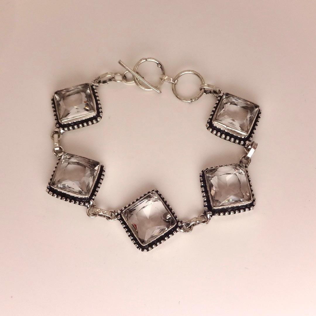 Vintage Clear Glass Toggle Bracelet