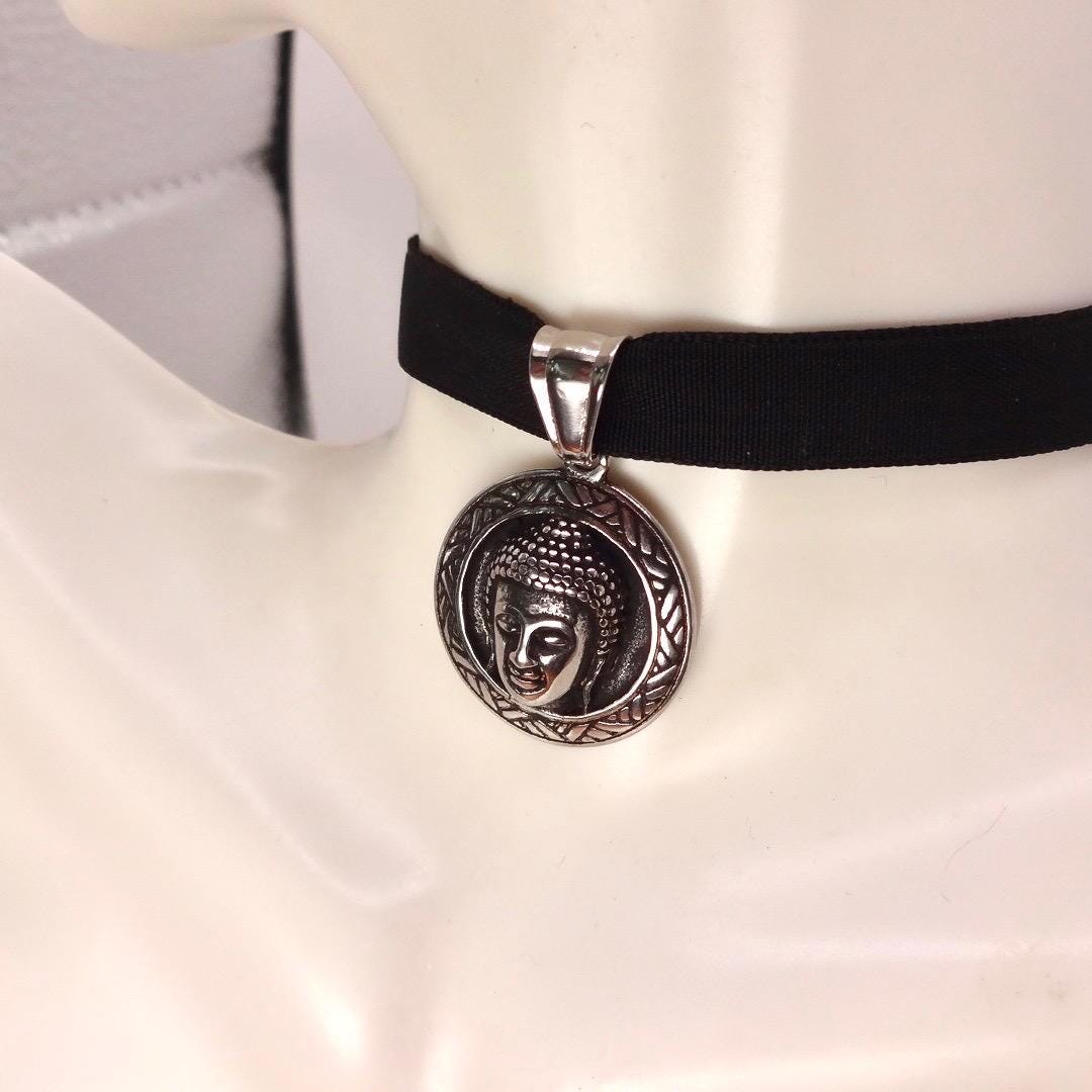 Vintage Buddha Choker Silver Necklace Pendant