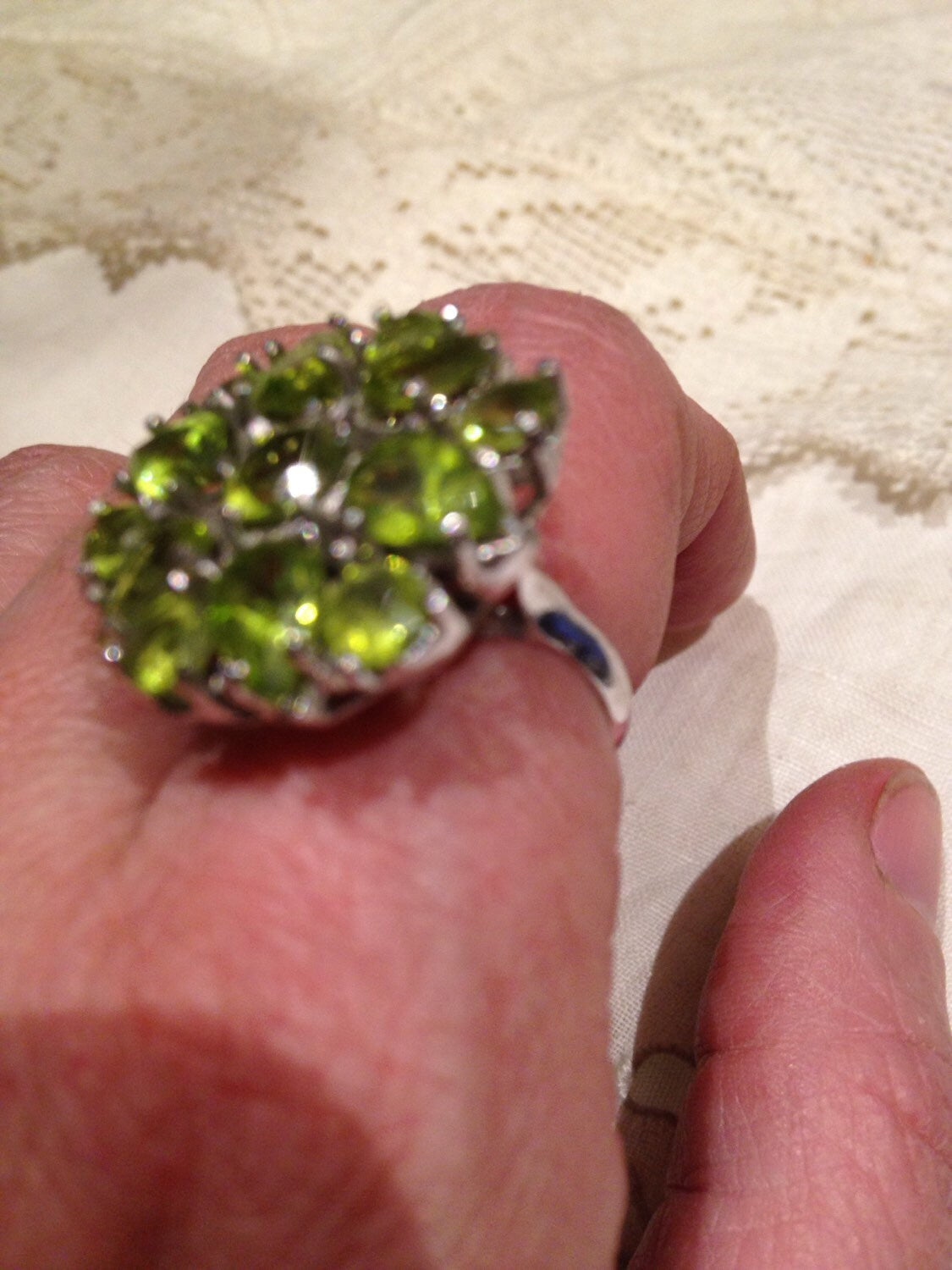 Vintage Handmade Genuine Green Peridot Filigree Setting 925 Sterling Silver Gothic Ring