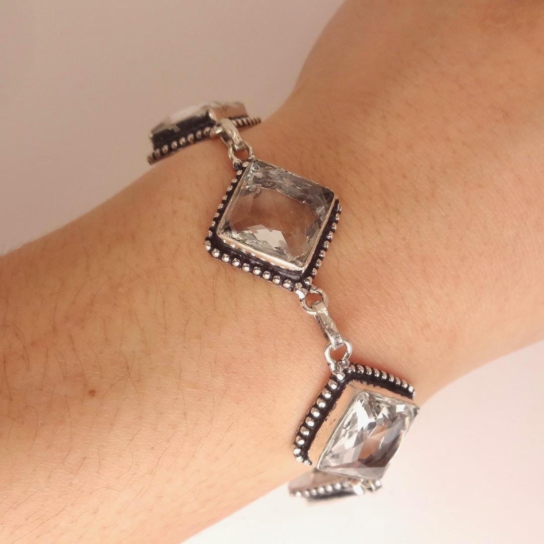 Vintage Clear Glass Toggle Bracelet