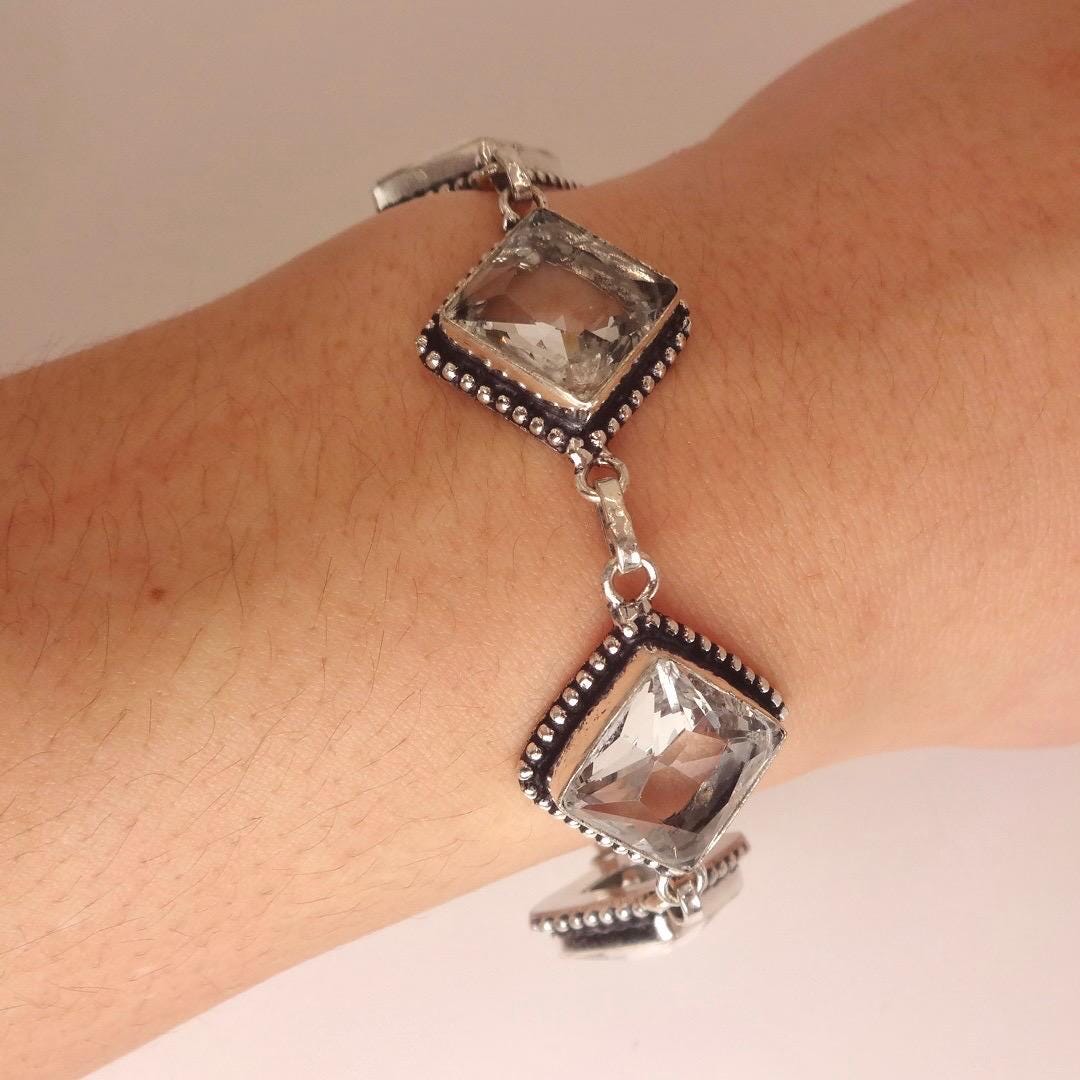 Vintage Clear Glass Toggle Bracelet