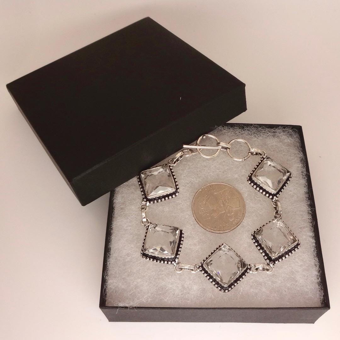 Vintage Clear Glass Toggle Bracelet
