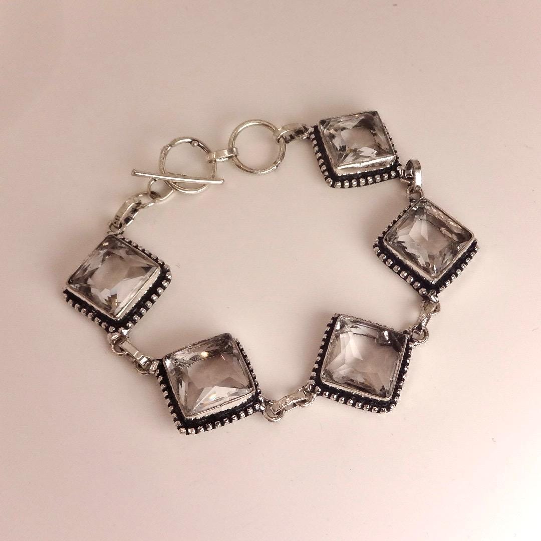 Vintage Clear Glass Toggle Bracelet
