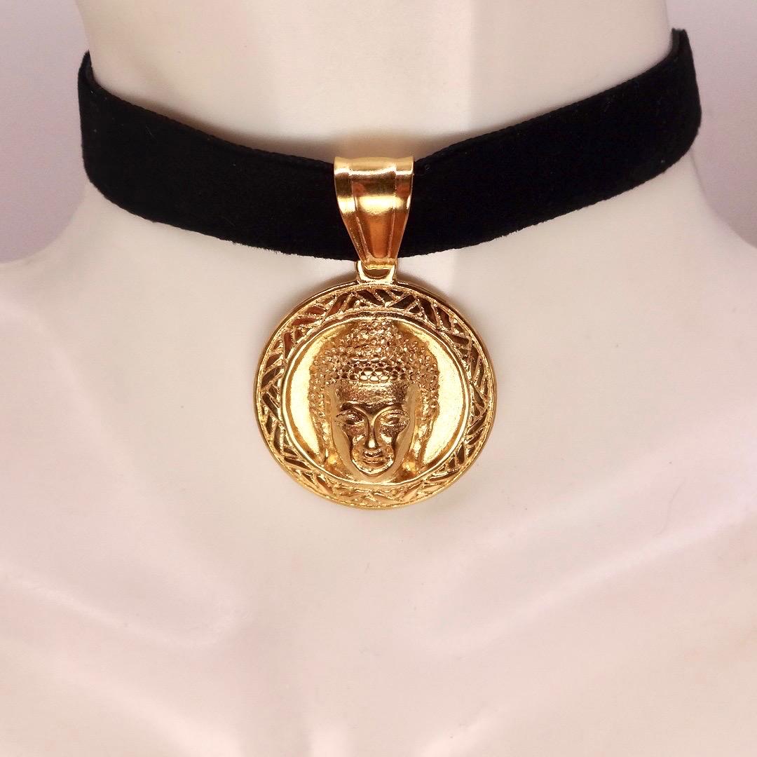 Vintage Buddha Choker Golden Finish Necklace Pendant