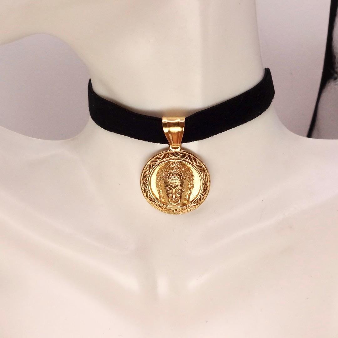 Vintage Buddha Choker Golden Finish Necklace Pendant