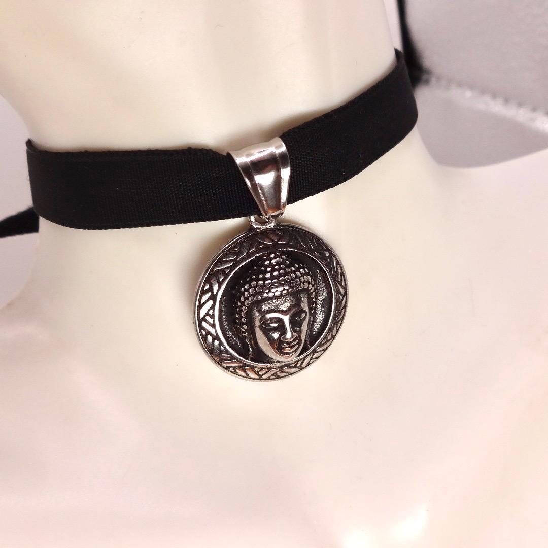 Vintage Buddha Choker Silver Necklace Pendant