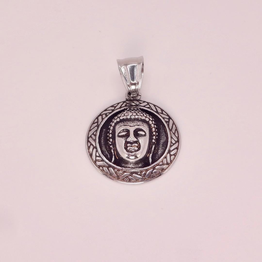 Vintage Buddha Choker Silver Necklace Pendant