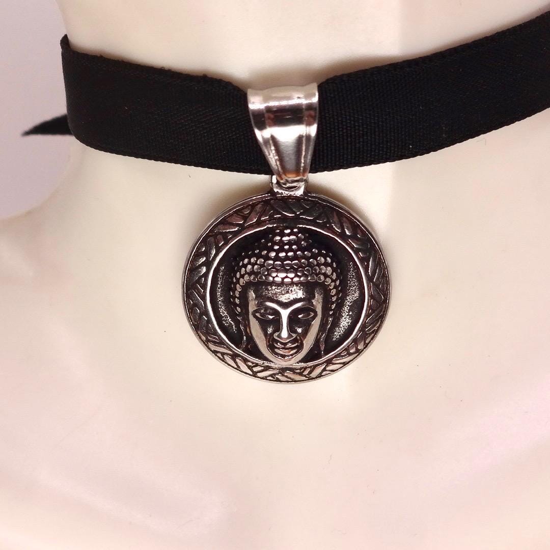 Vintage Buddha Choker Silver Necklace Pendant