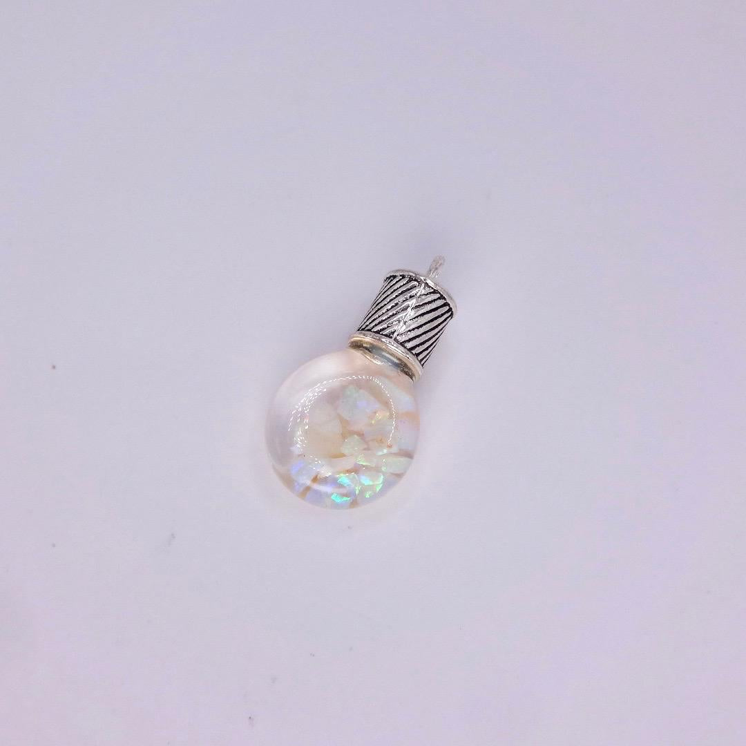 Vintage White Floating Opal Choker 925 Sterling Silver Chain Necklace Choker