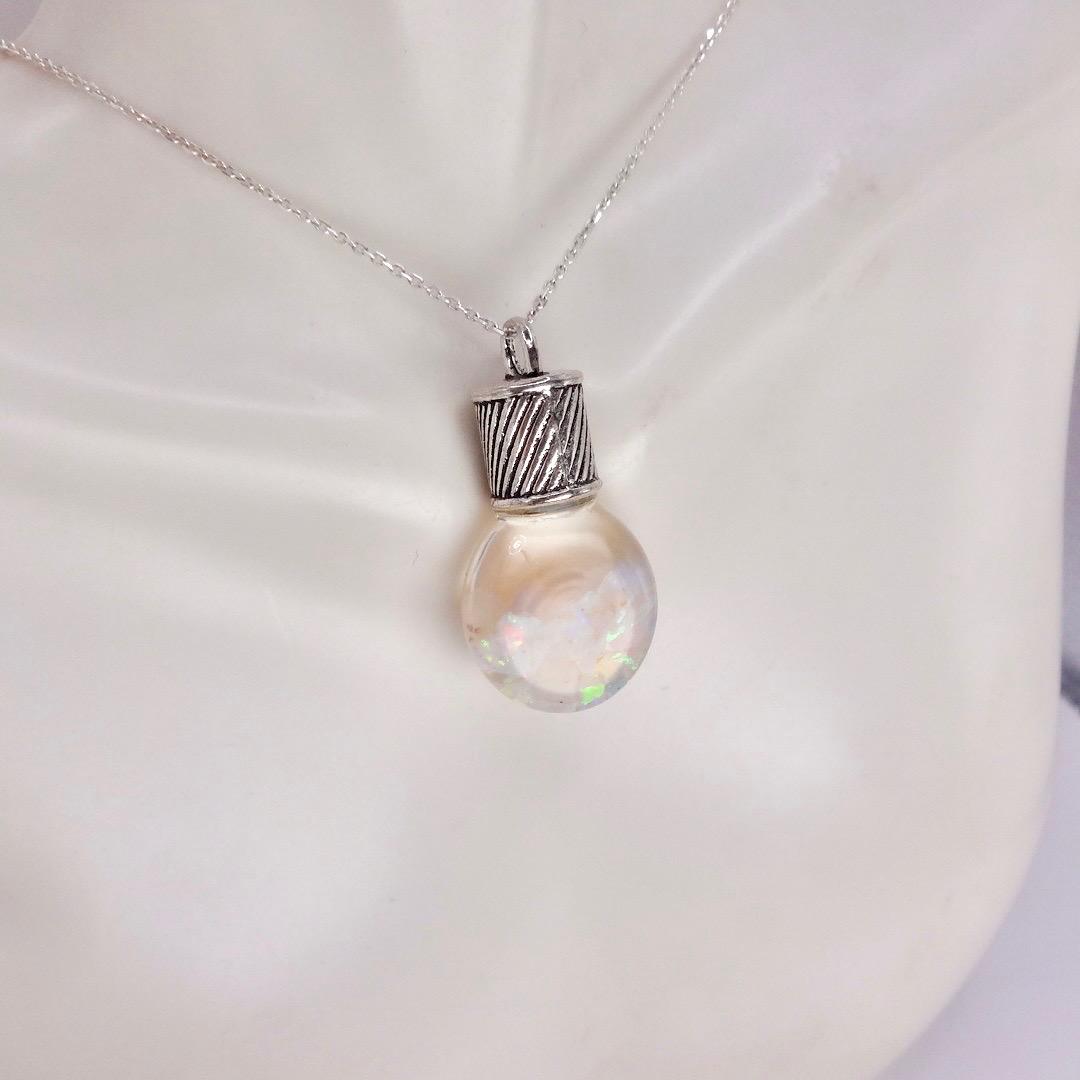 Vintage White Floating Opal Choker 925 Sterling Silver Chain Necklace Choker